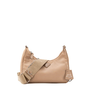 PRADA - Sac à bandoulière Ré-Édition 2005 Prada en re-nylon et cuir saffiano beige