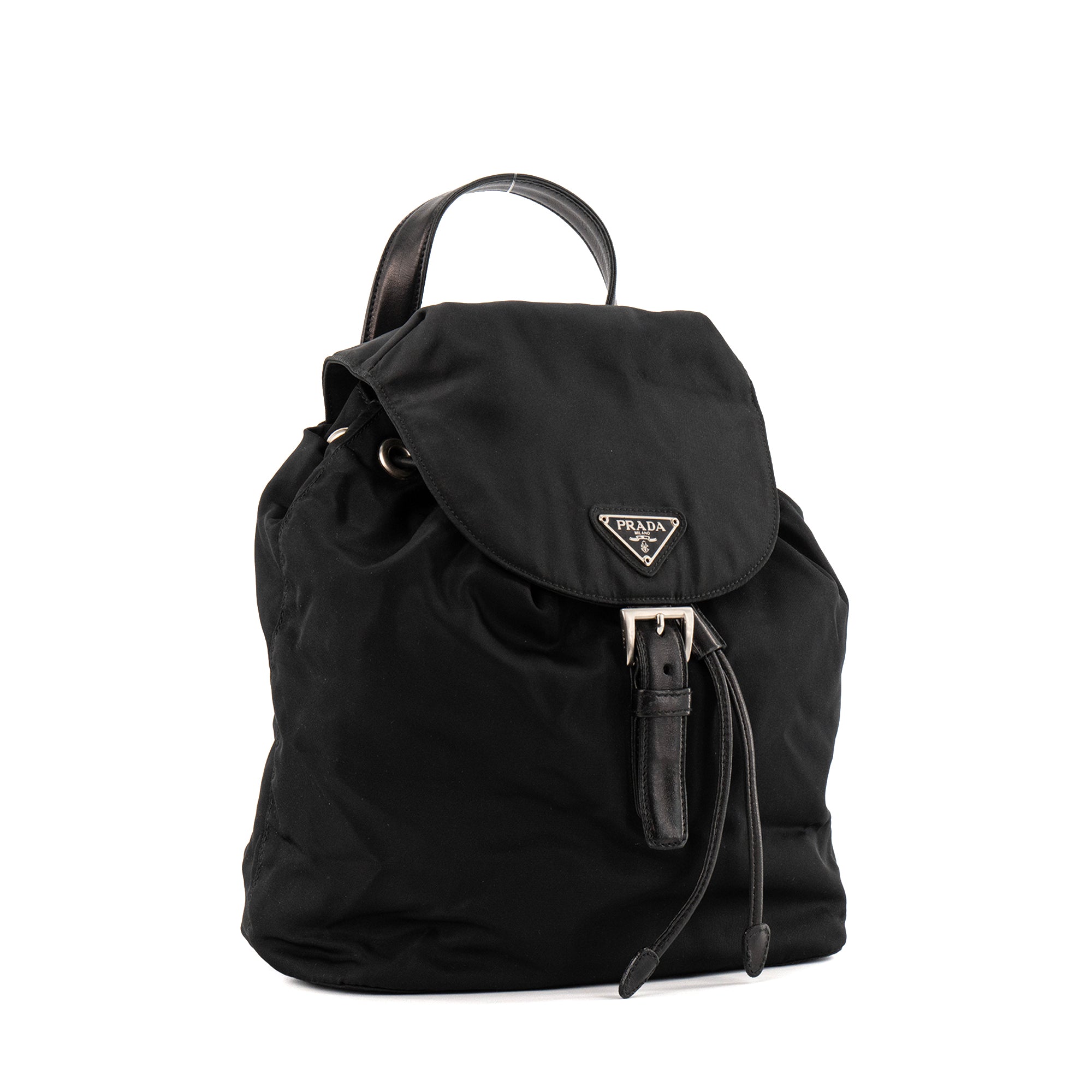 PRADA - Sac à dos En Re-Nylon PM Prada en nylon et cuir lisse noir