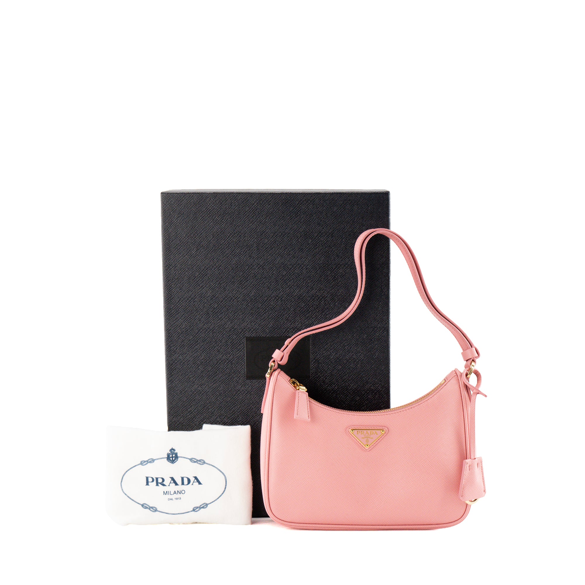 PRADA - Sac à épaule Re-Edition 2005 Mini Prada en cuir saffiano rose