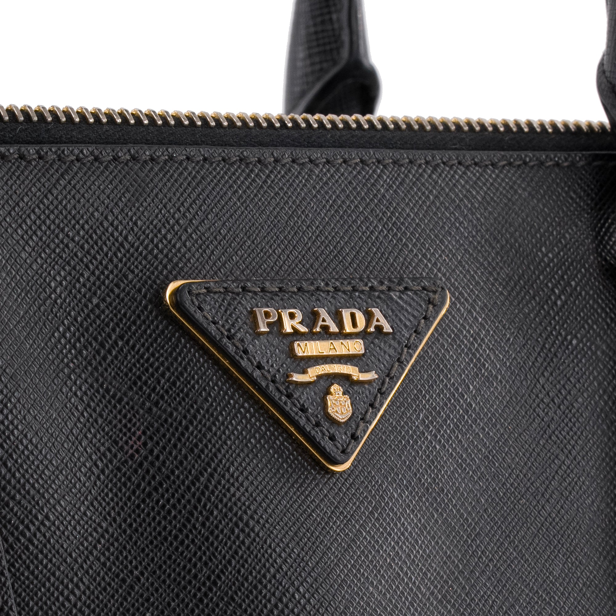 PRADA - Sac à main Galleria Prada en cuir grainé noir