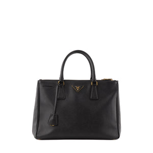 PRADA - Sac à main Galleria Prada en cuir grainé noir