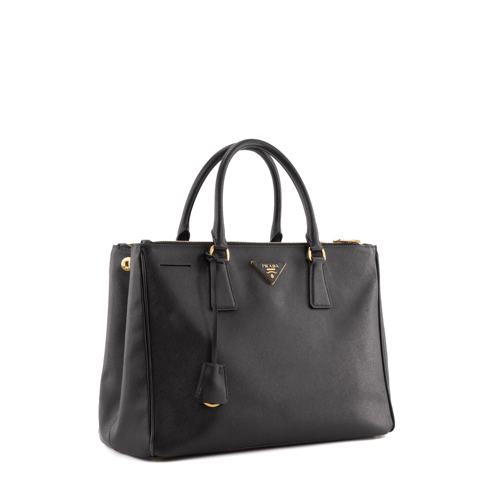 PRADA - Sac à main Galleria Prada en cuir grainé noir