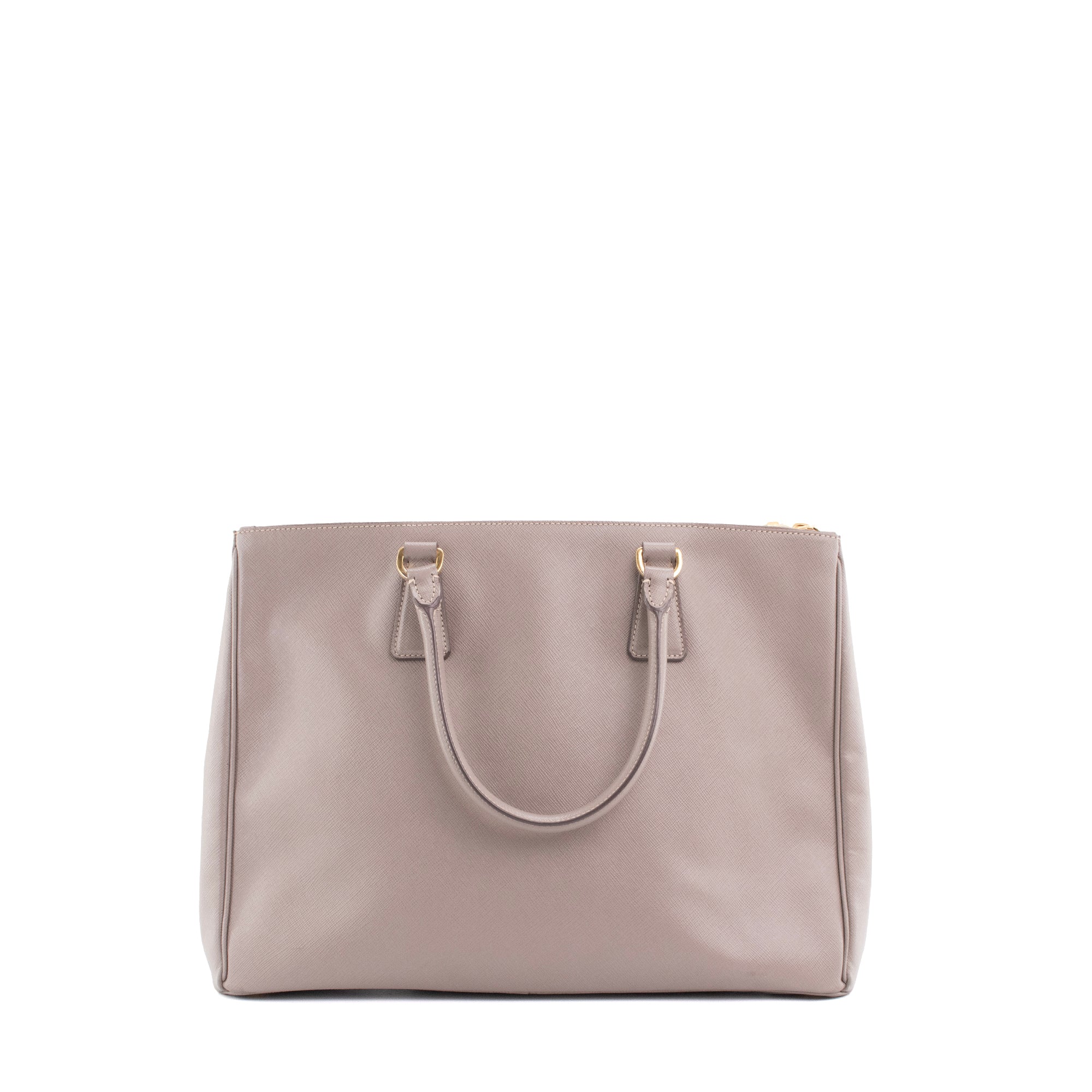 PRADA - Sac à main Galleria Prada en cuir grainé taupe