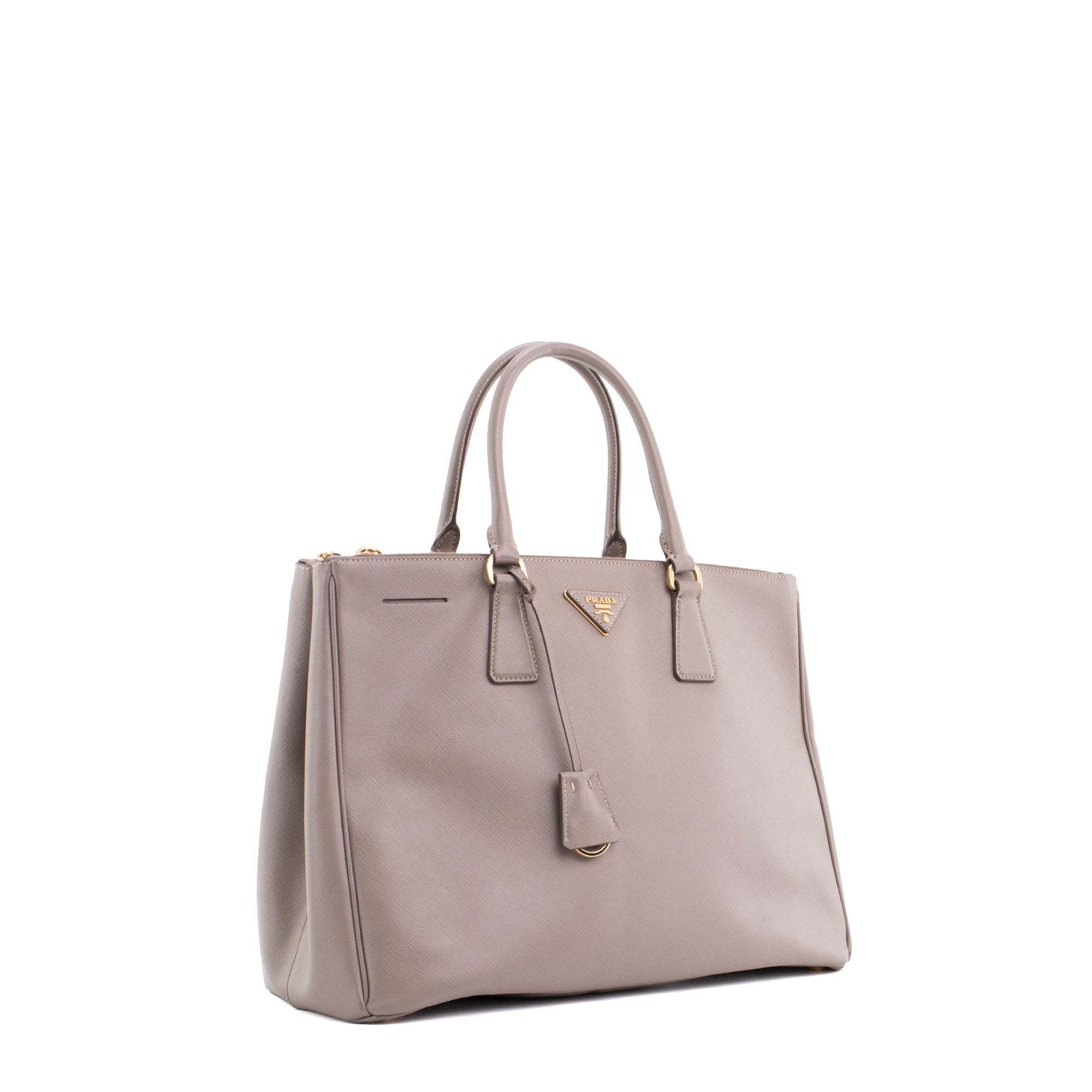 PRADA - Sac à main Galleria Prada en cuir grainé taupe
