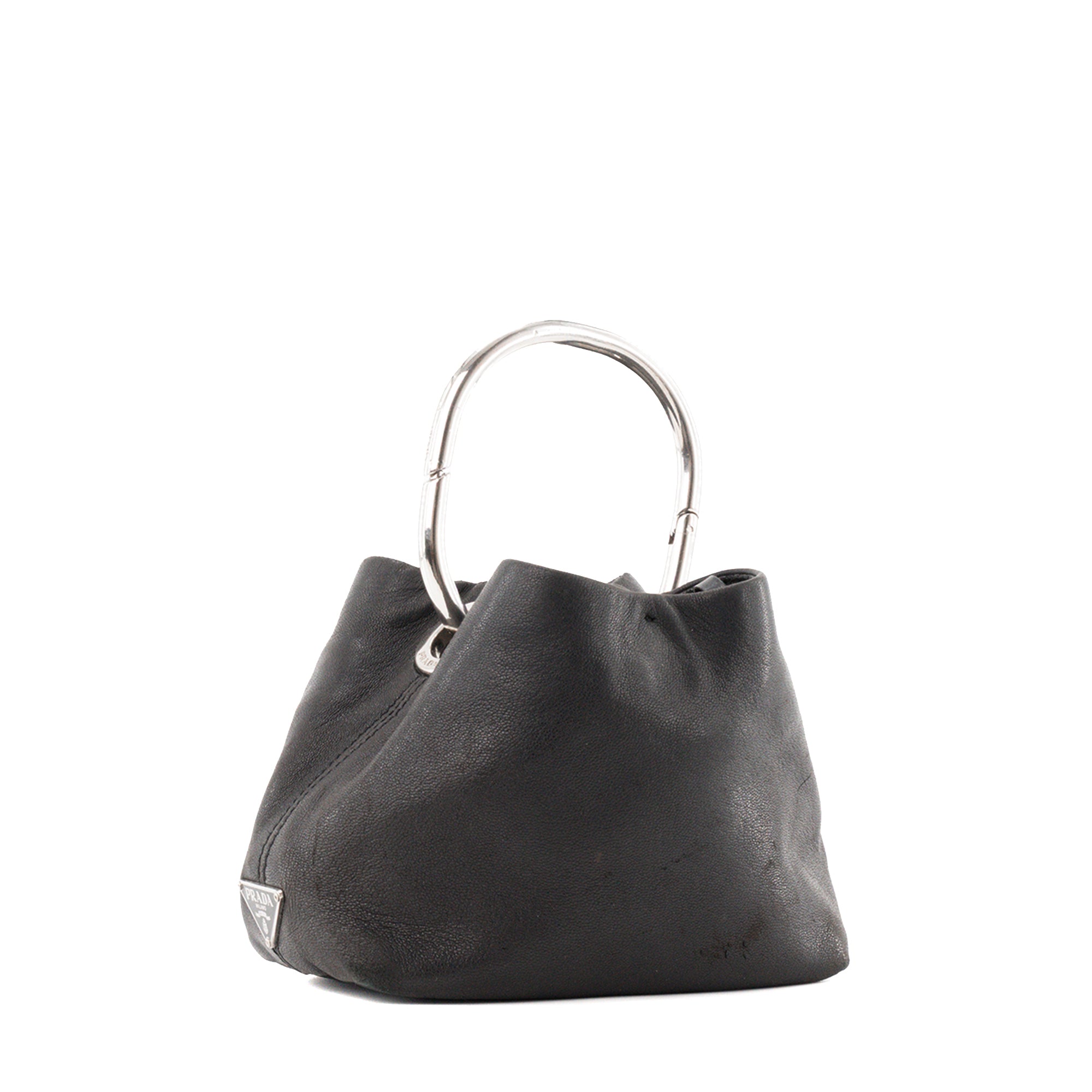 PRADA - Sac à main Nappa Ring Mini Prada en cuir lisse noir