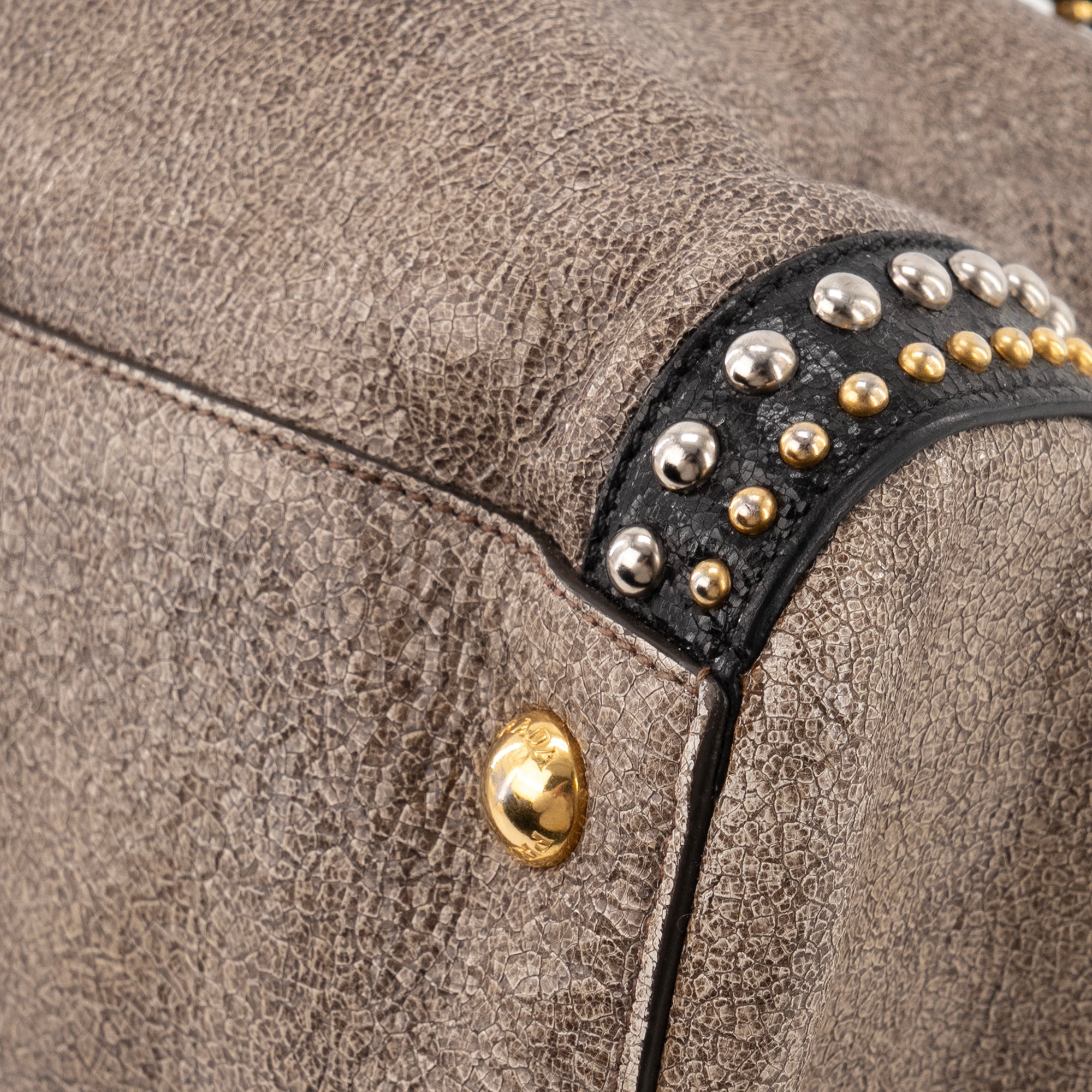 PRADA - Sac à main Prada en cuir effet craquelé marron
