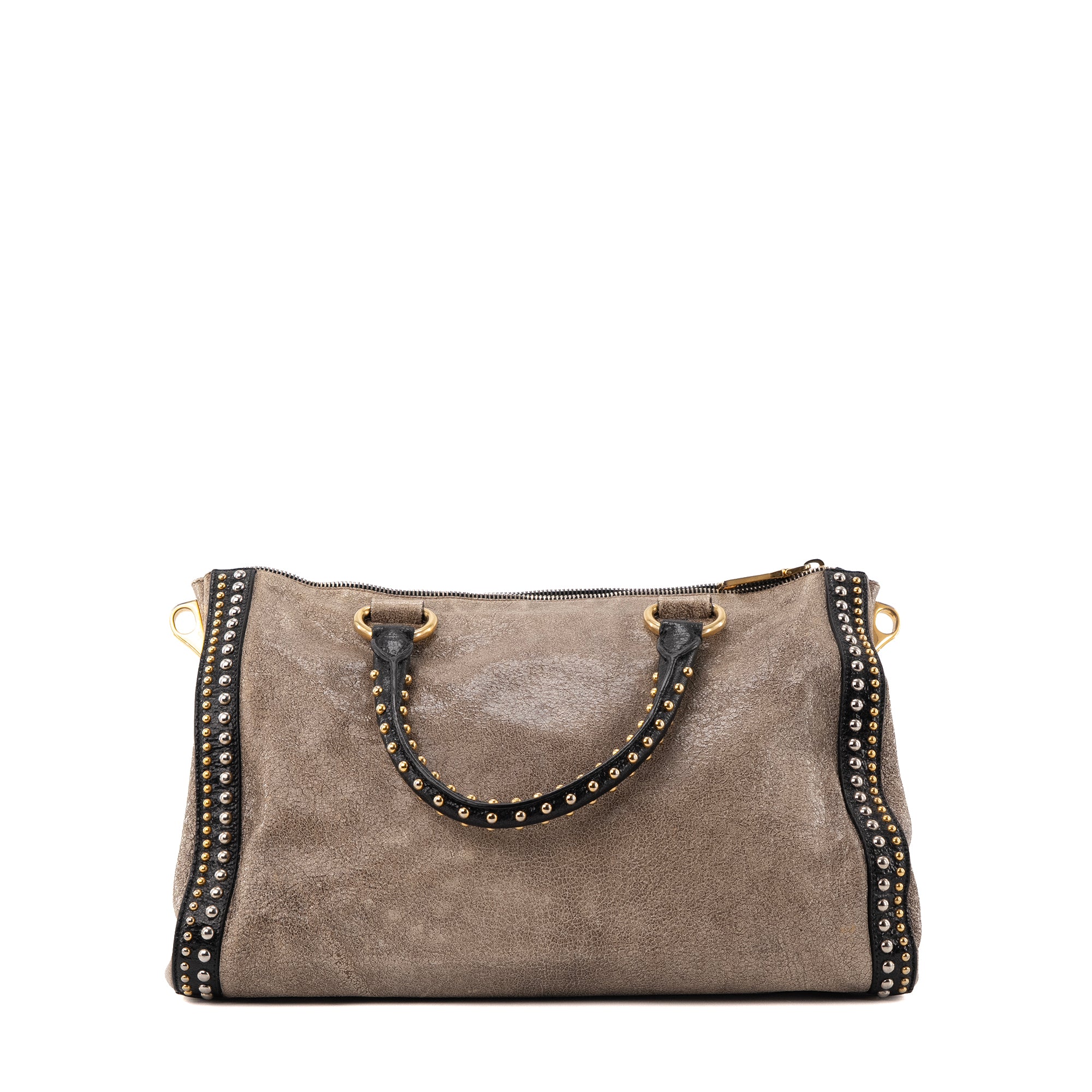 PRADA - Sac à main Prada en cuir effet craquelé marron