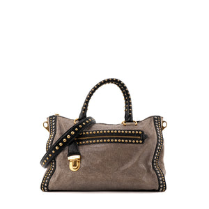 PRADA - Sac à main Prada en cuir effet craquelé marron