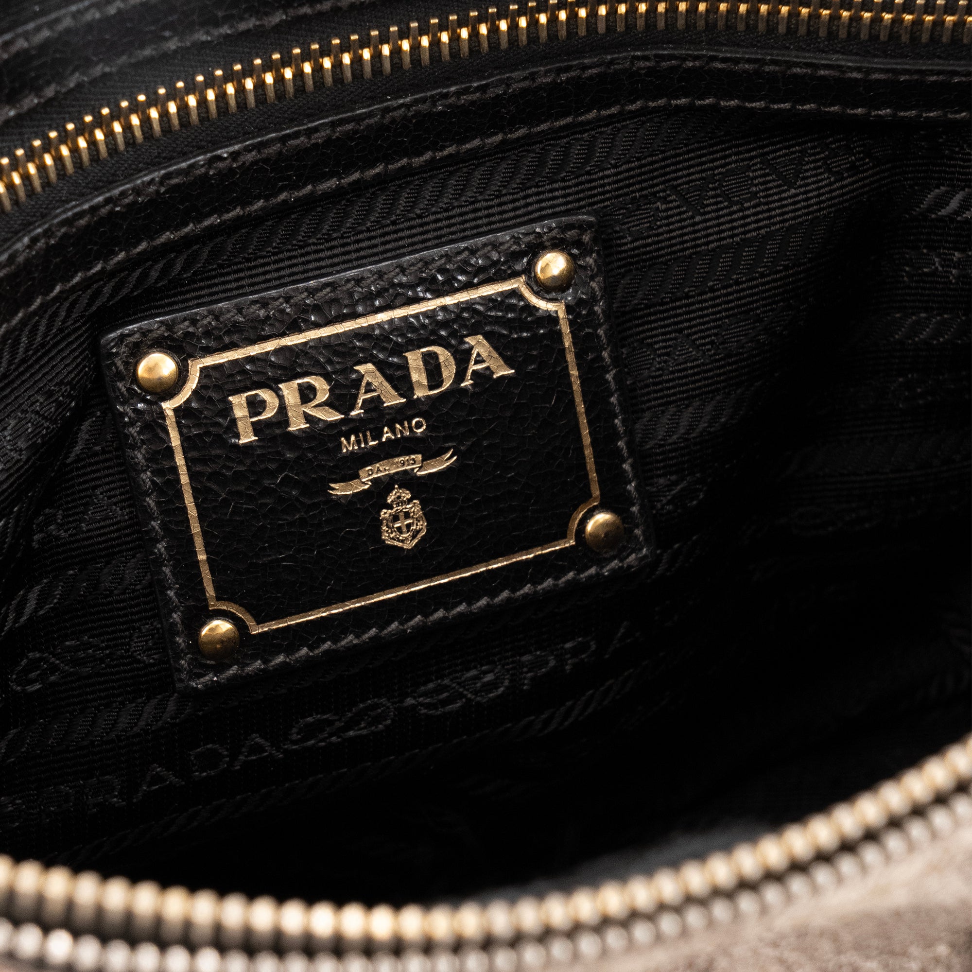 PRADA - Sac à main Prada en cuir effet craquelé marron