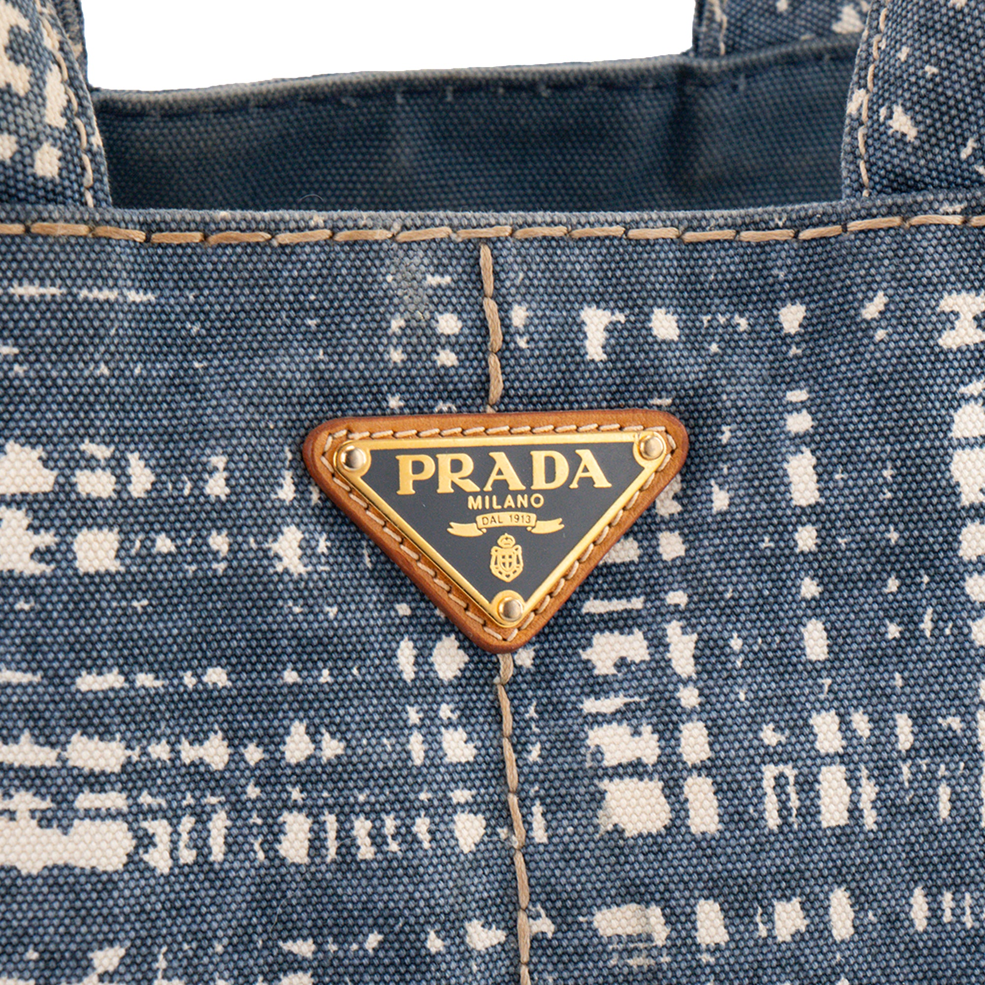 PRADA - Sac Cabas Canapa GM Prada en denim bleu et blanc