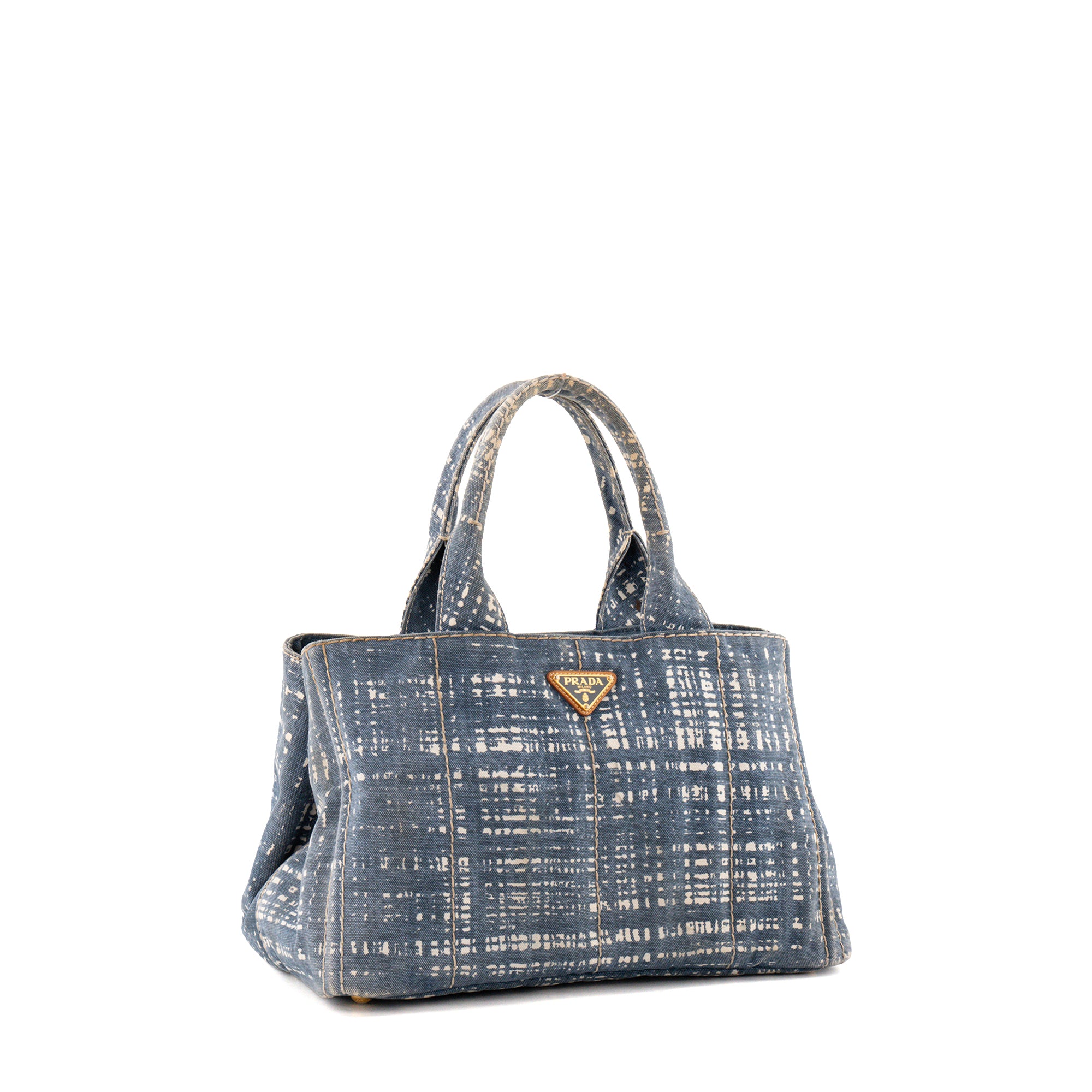 PRADA - Sac Cabas Canapa GM Prada en denim bleu et blanc