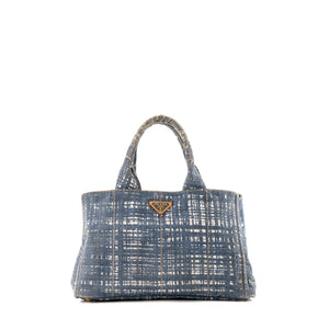 PRADA - Sac Cabas Canapa GM Prada en denim bleu et blanc