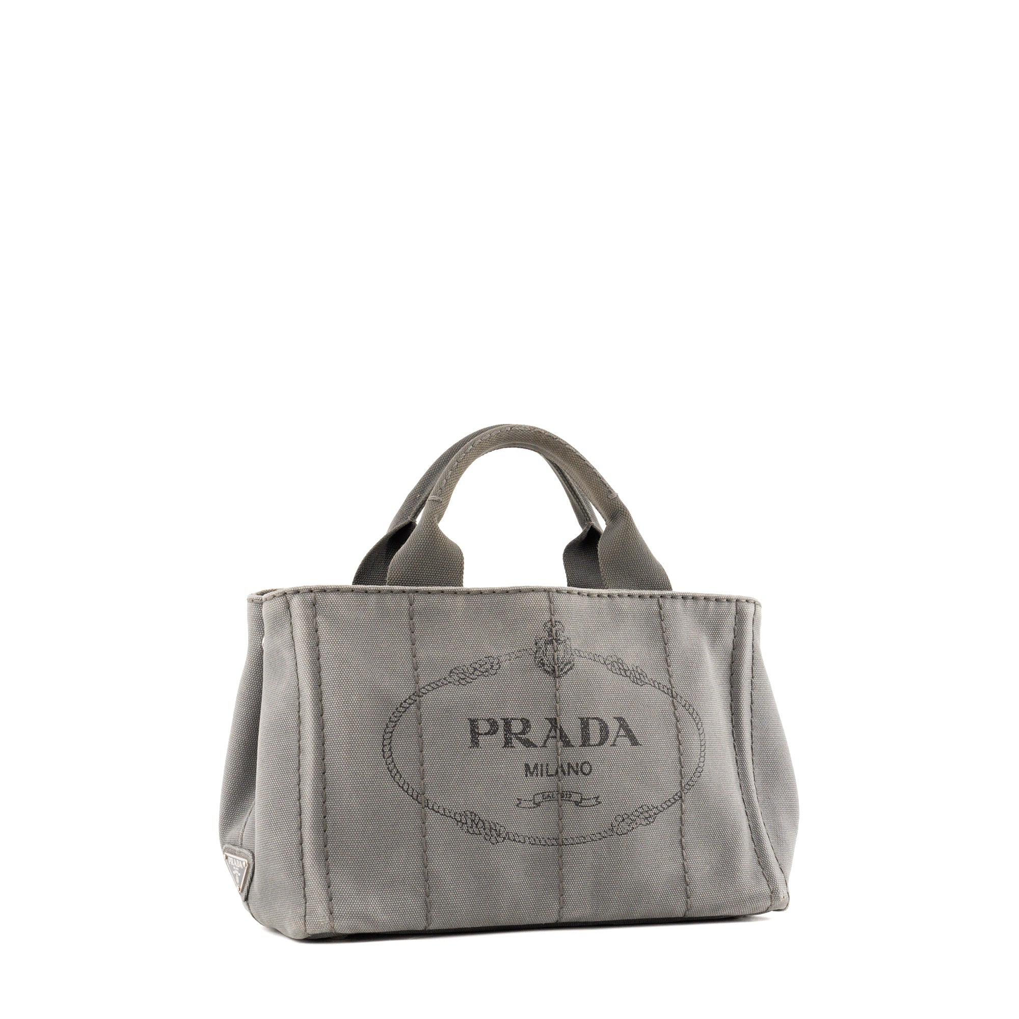 PRADA - Prada Canapa PM Tote Bag in Grey Denim