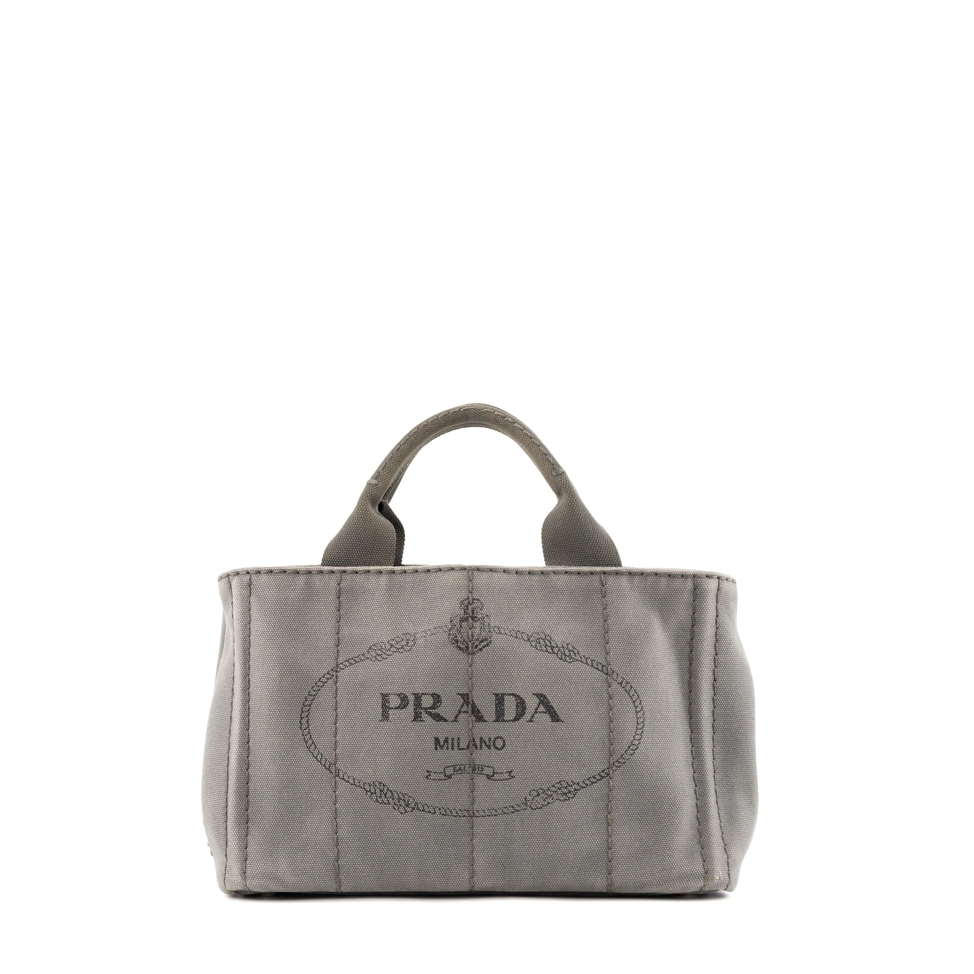 PRADA - Prada Canapa PM Tote Bag in Grey Denim