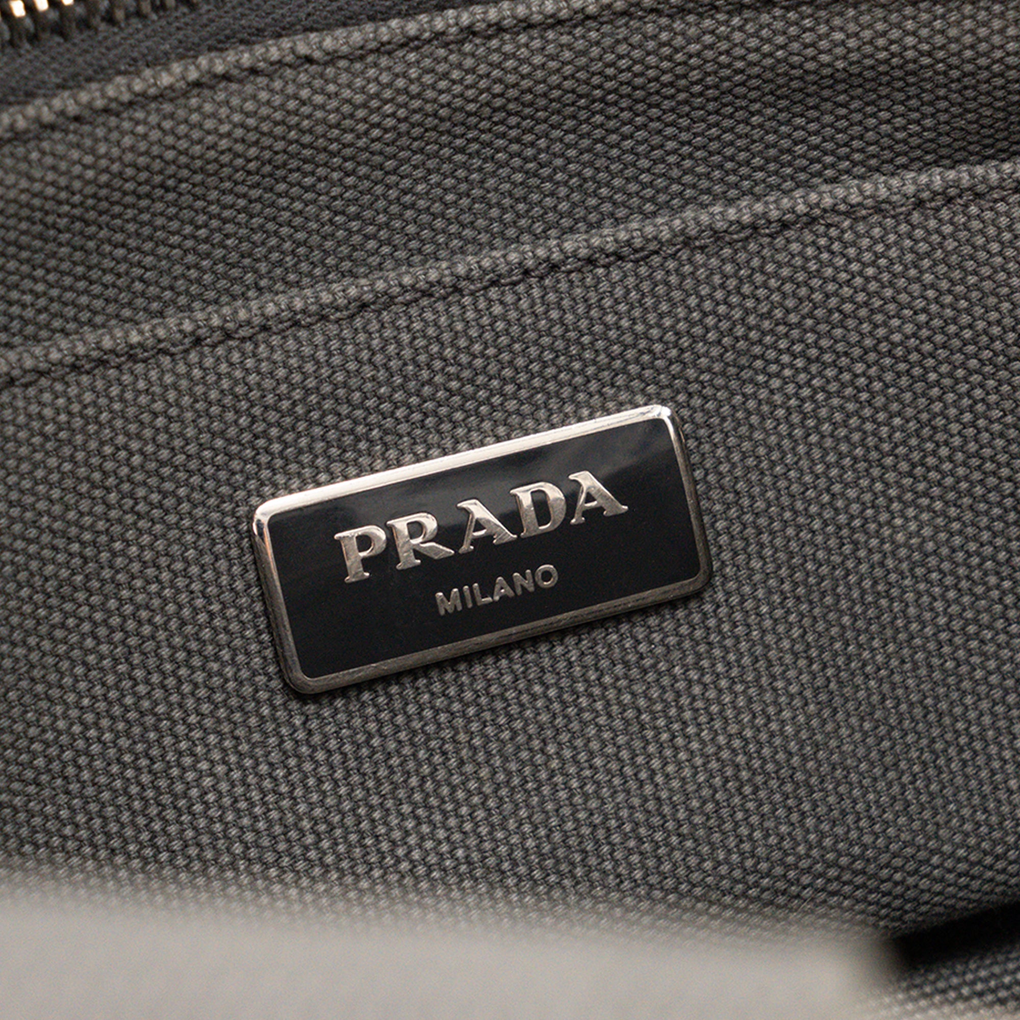 PRADA - Prada Canapa PM Tote Bag in Grey Denim