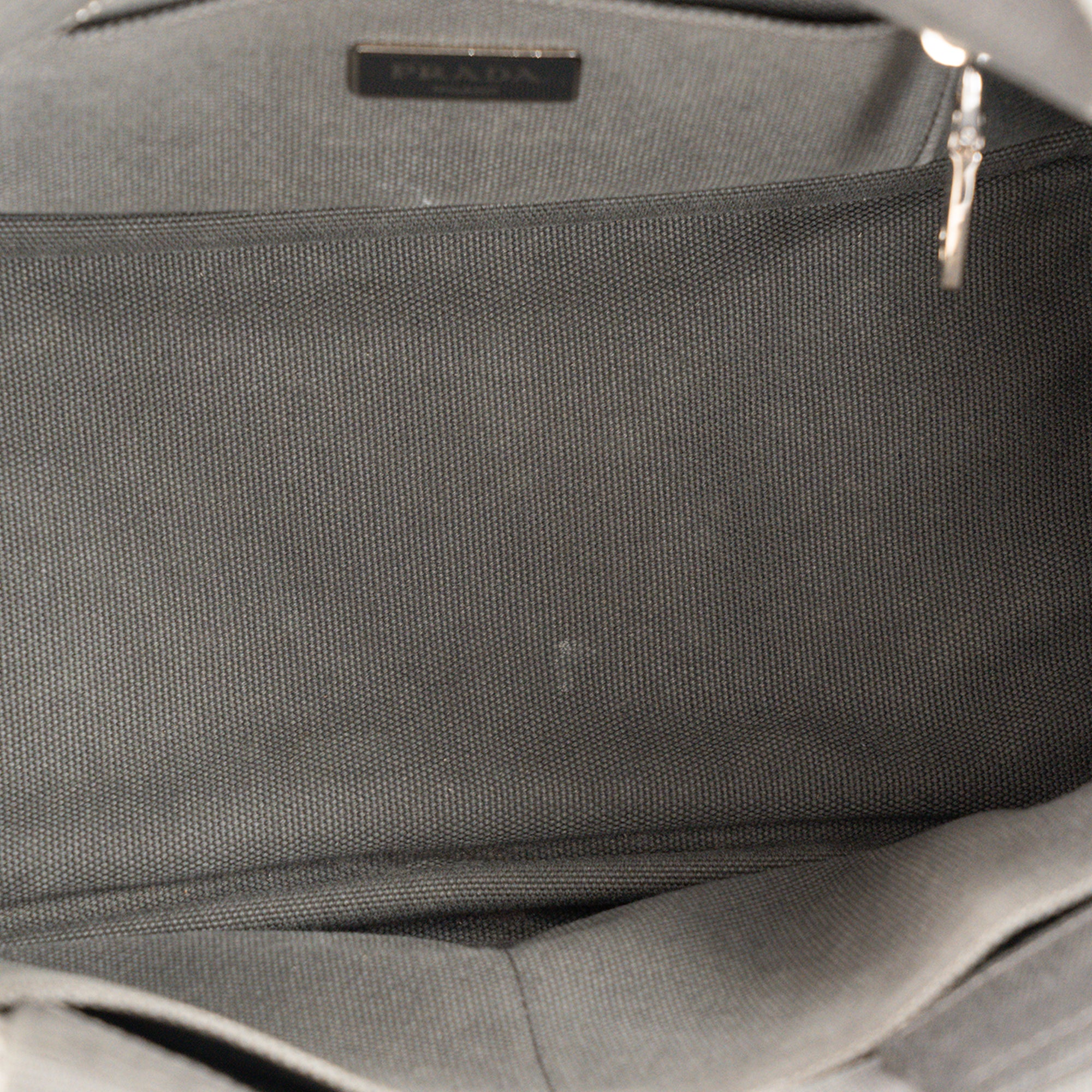 PRADA - Prada Canapa PM Tote Bag in Grey Denim