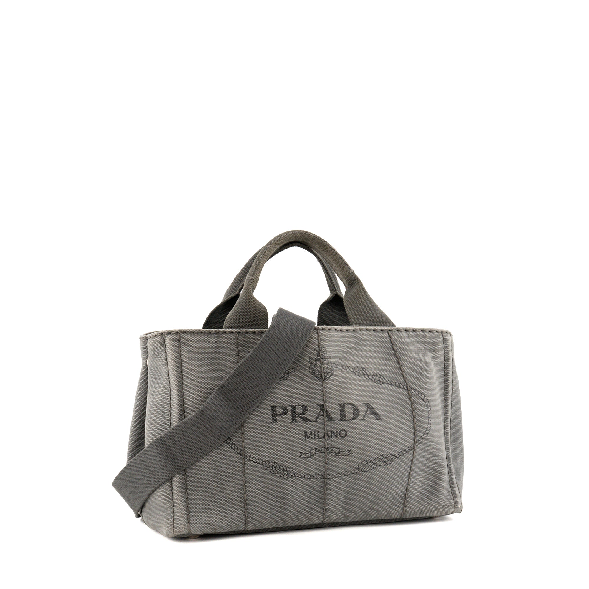 PRADA - Sac Cabas Canapa PM Prada en denim gris