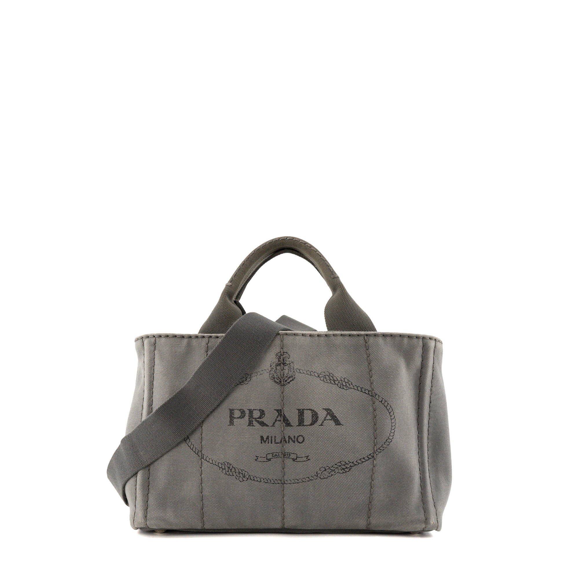 PRADA - Sac Cabas Canapa PM Prada en denim gris