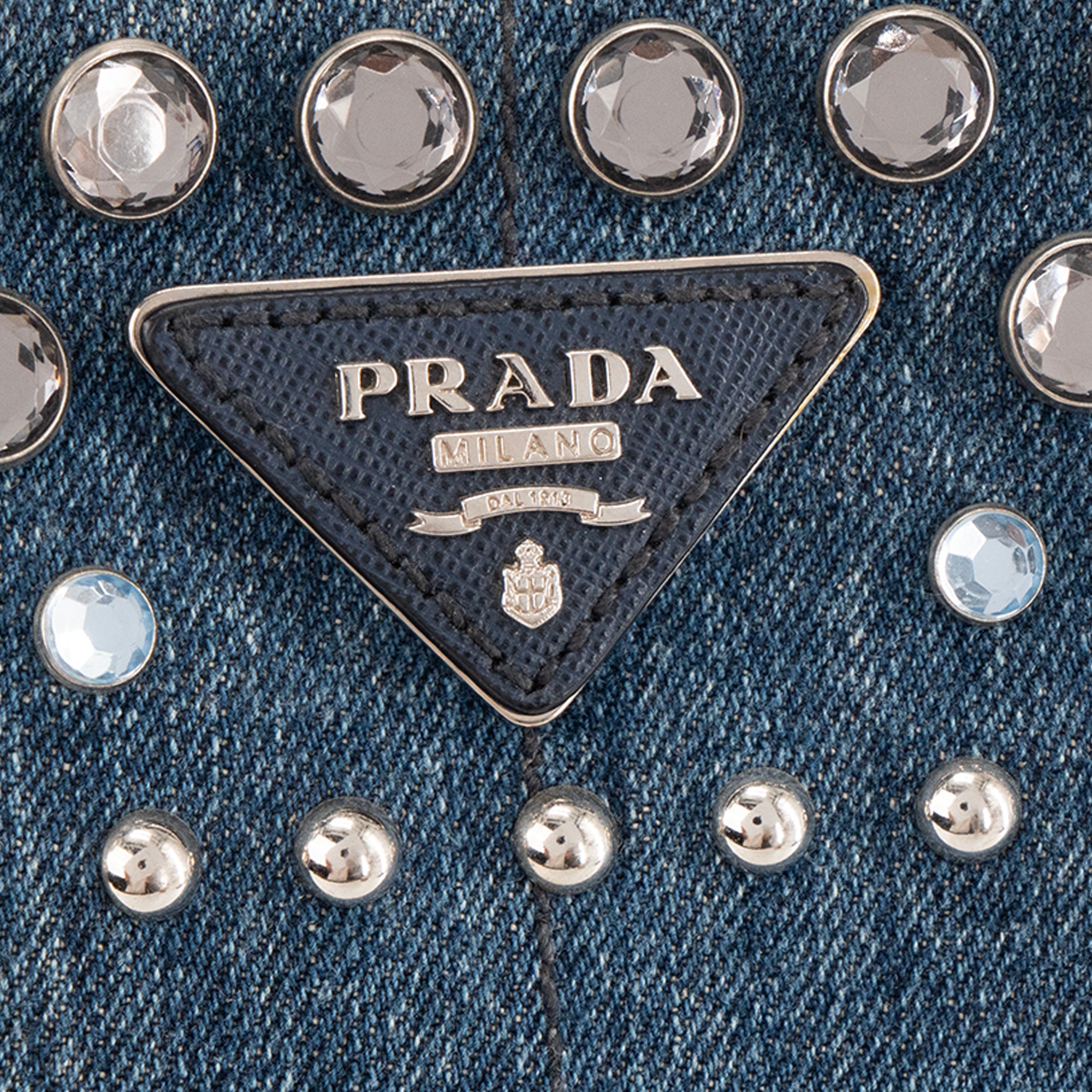 PRADA - Sac Cabas Canapa Prada en denim et strass bleu