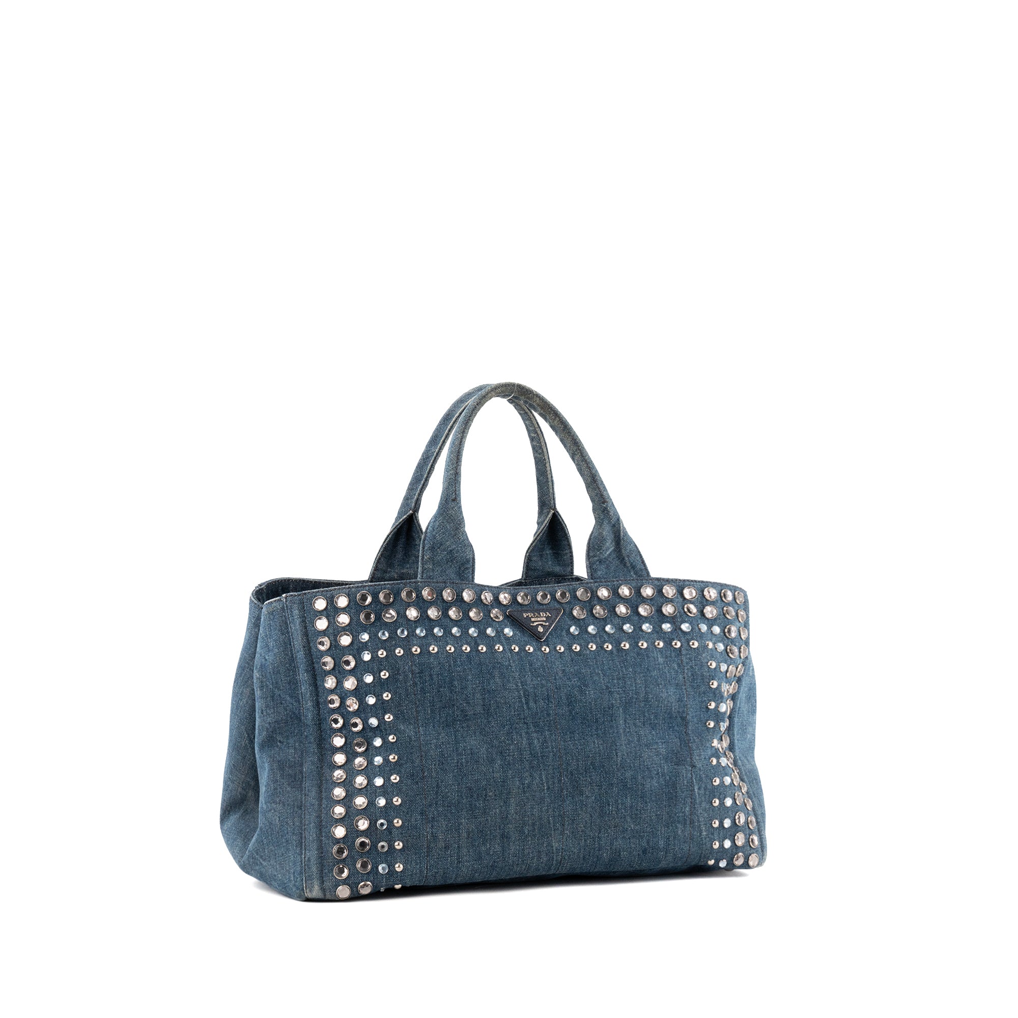 PRADA - Sac Cabas Canapa Prada en denim et strass bleu