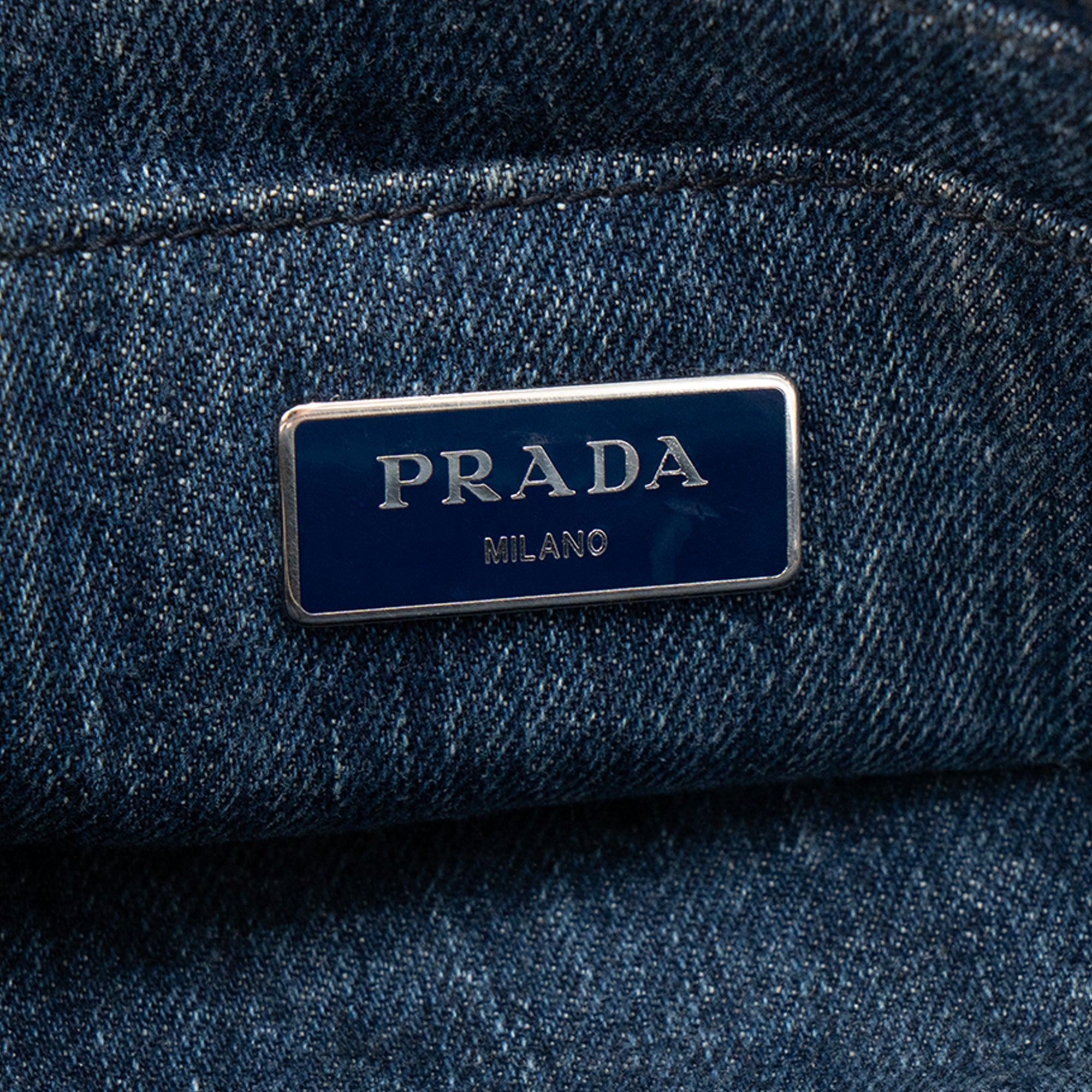 PRADA - Sac Cabas Canapa Prada en denim et strass bleu