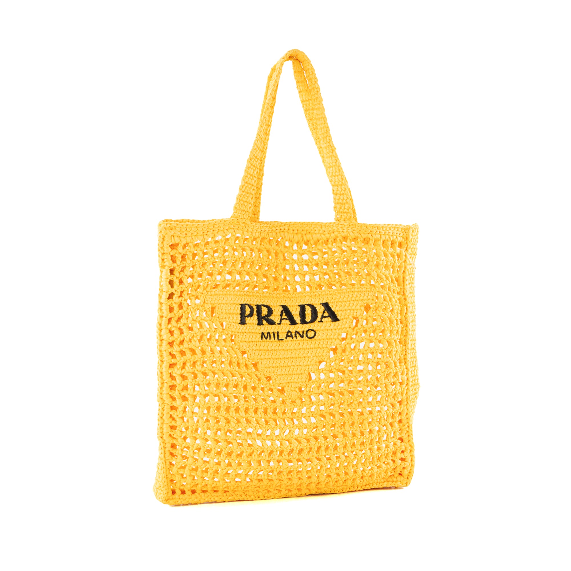 PRADA - Sac Cabas en crochet Prada en raphia jaune