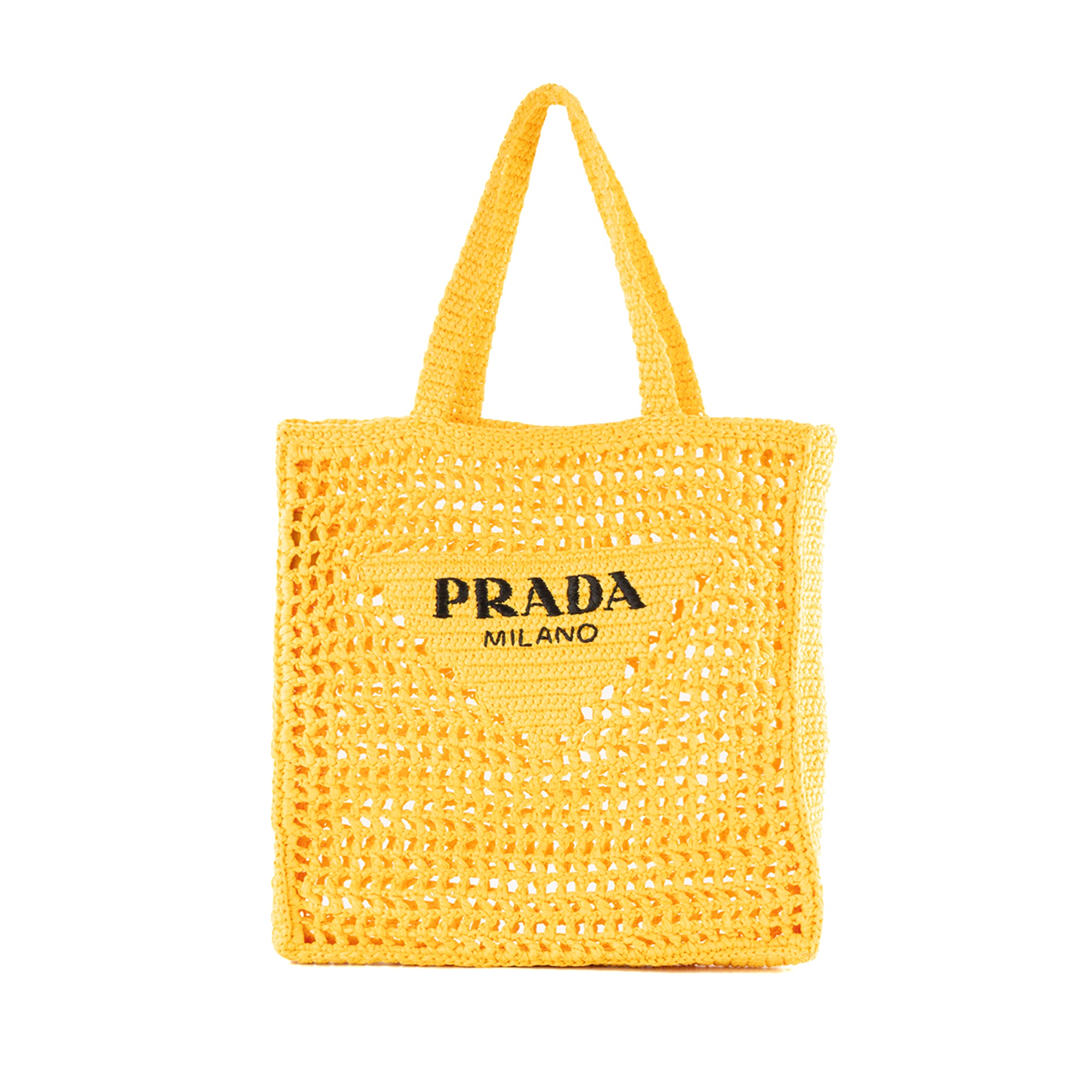 PRADA - Sac Cabas en crochet Prada en raphia jaune
