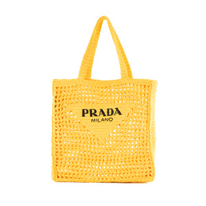 PRADA - Sac Cabas en crochet Prada en raphia jaune