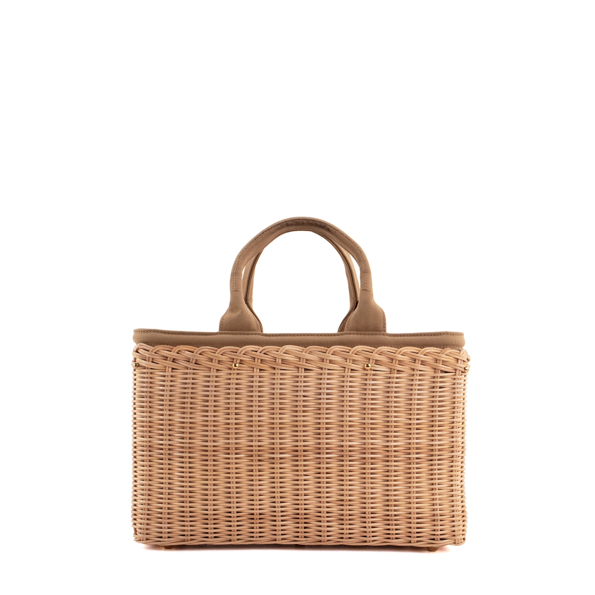 PRADA - Sac cabas Prada en osier et toile marron
