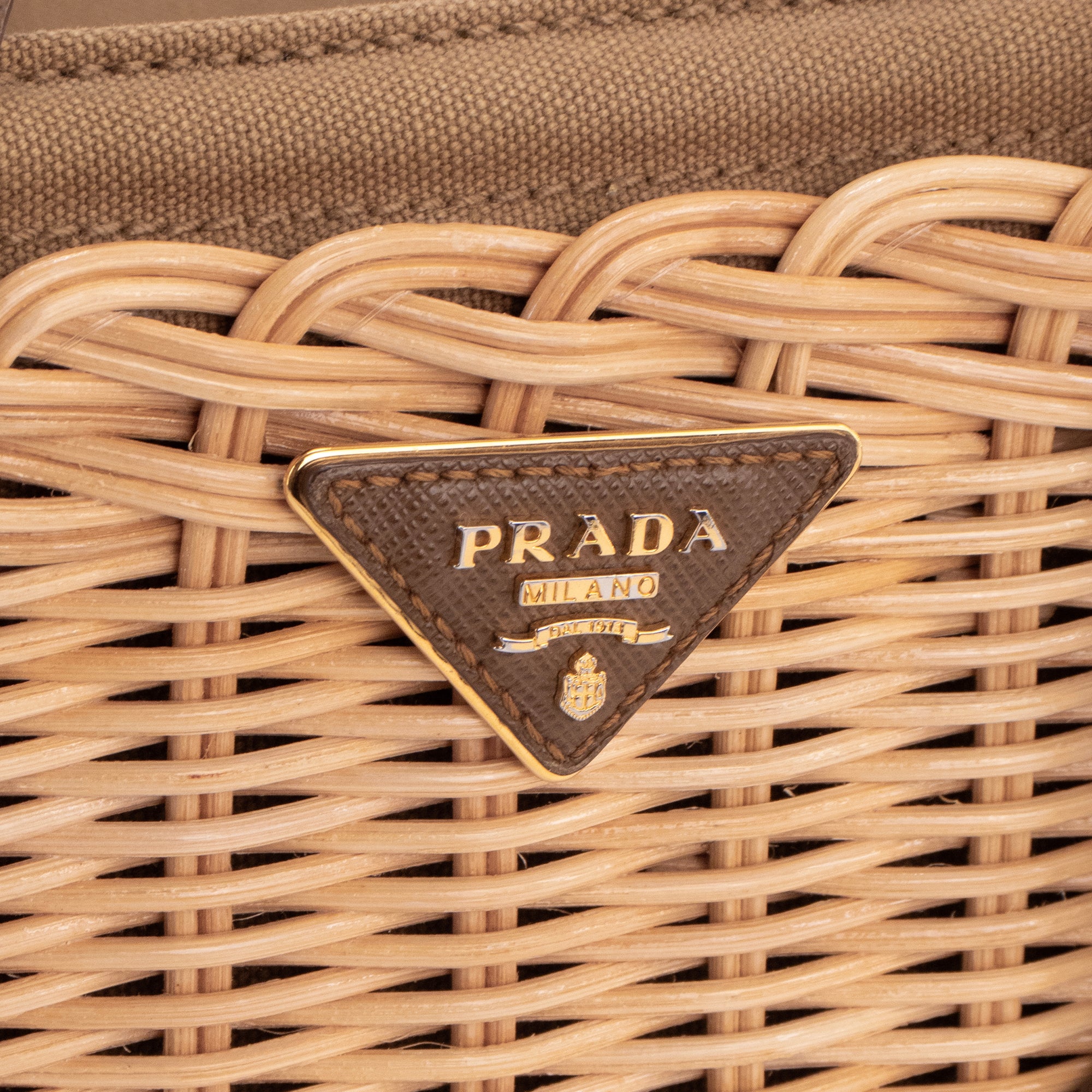 PRADA - Sac cabas Prada en osier et toile marron