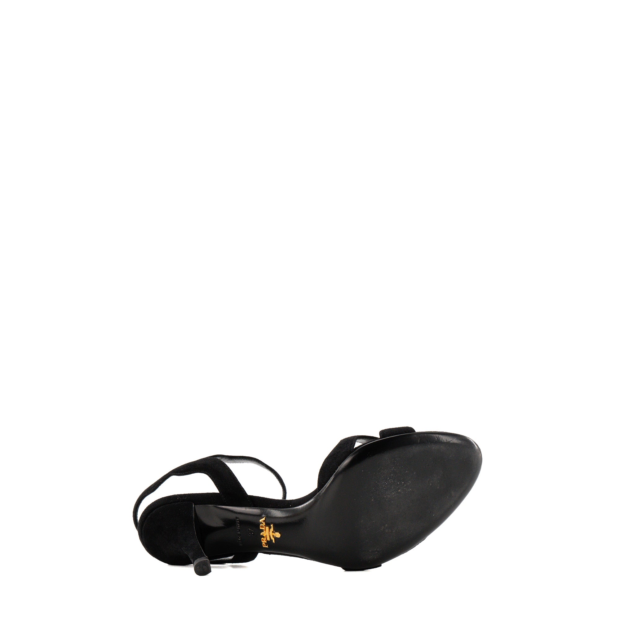 PRADA - Sandales à talons Prada en daim noir (T37)