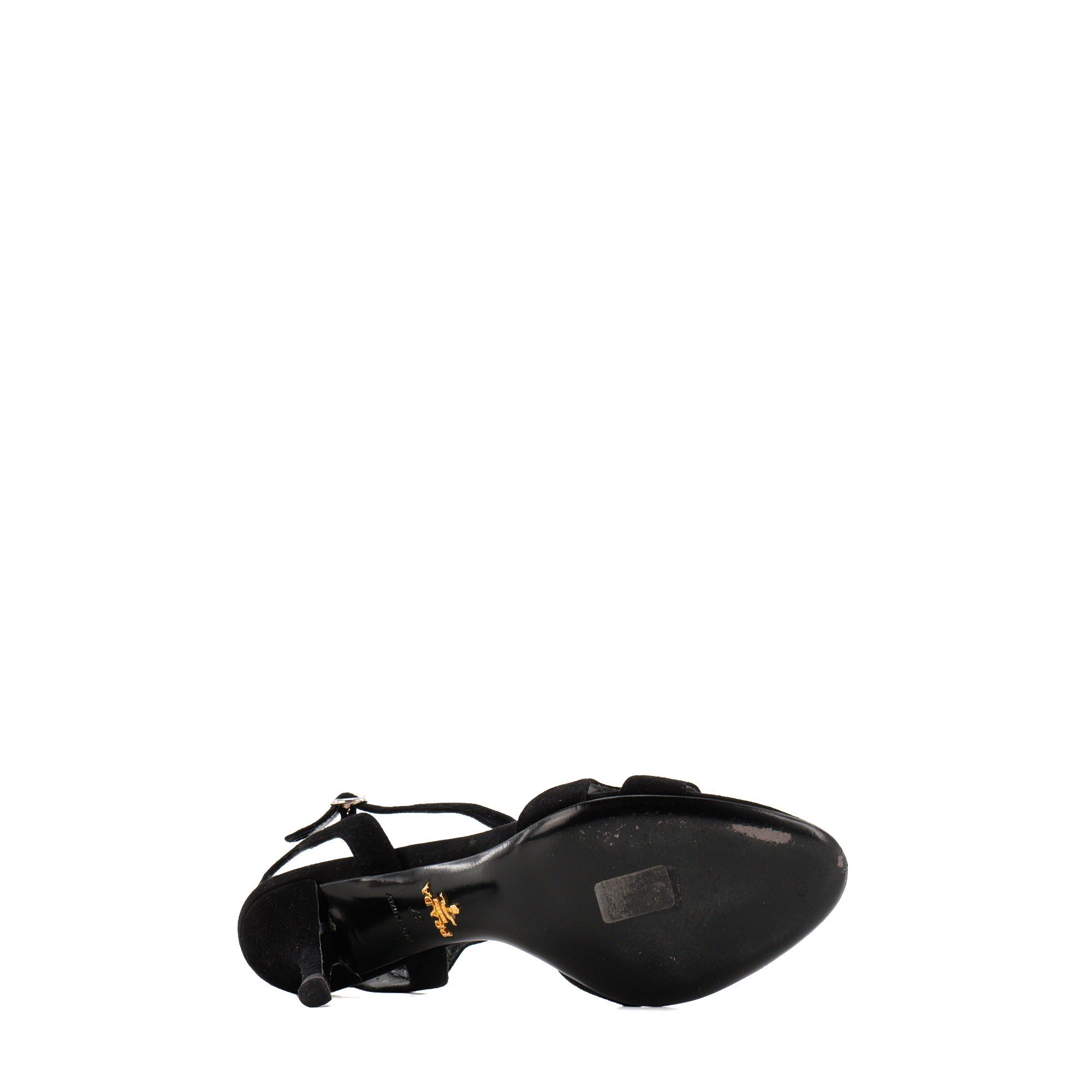 PRADA - Sandales à talons Prada en daim noir (T37)