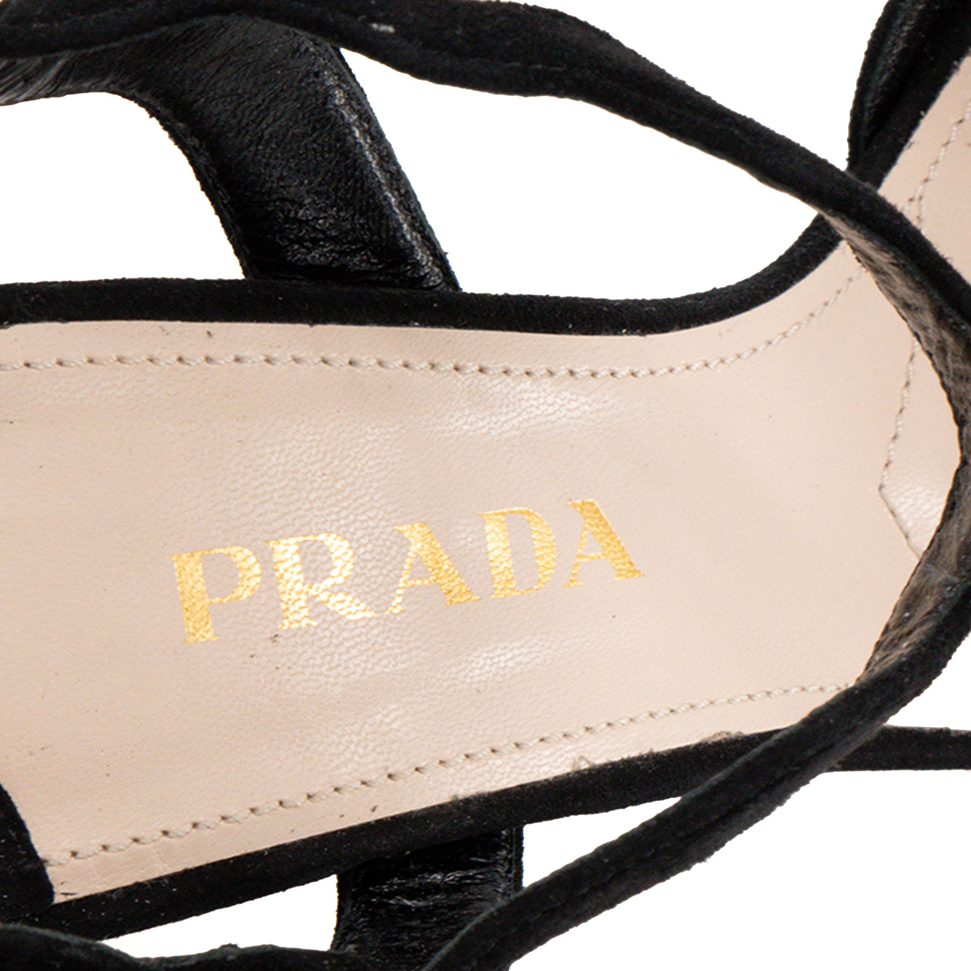 PRADA - Sandales à talons Prada en daim noir (T37)