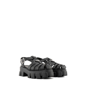 PRADA - Sandales Monolith Prada en gomme noire (T39)