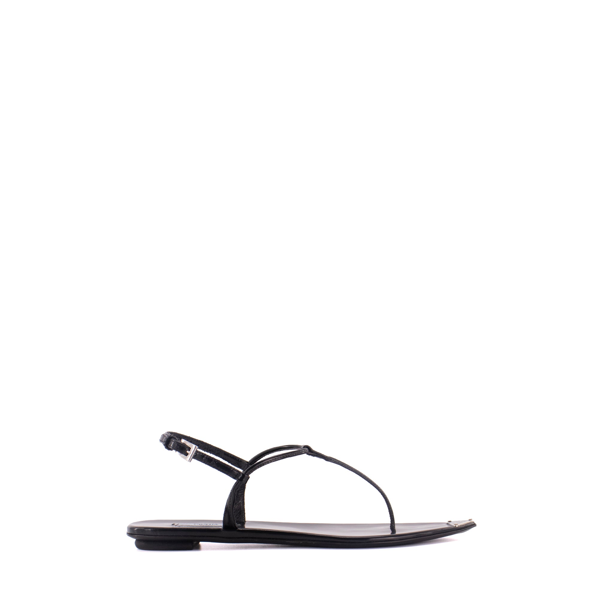 PRADA - Sandales Prada en cuir verni noir (T38.5)