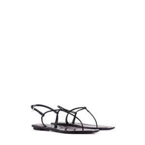 PRADA - Sandales Prada en cuir verni noir (T38.5)