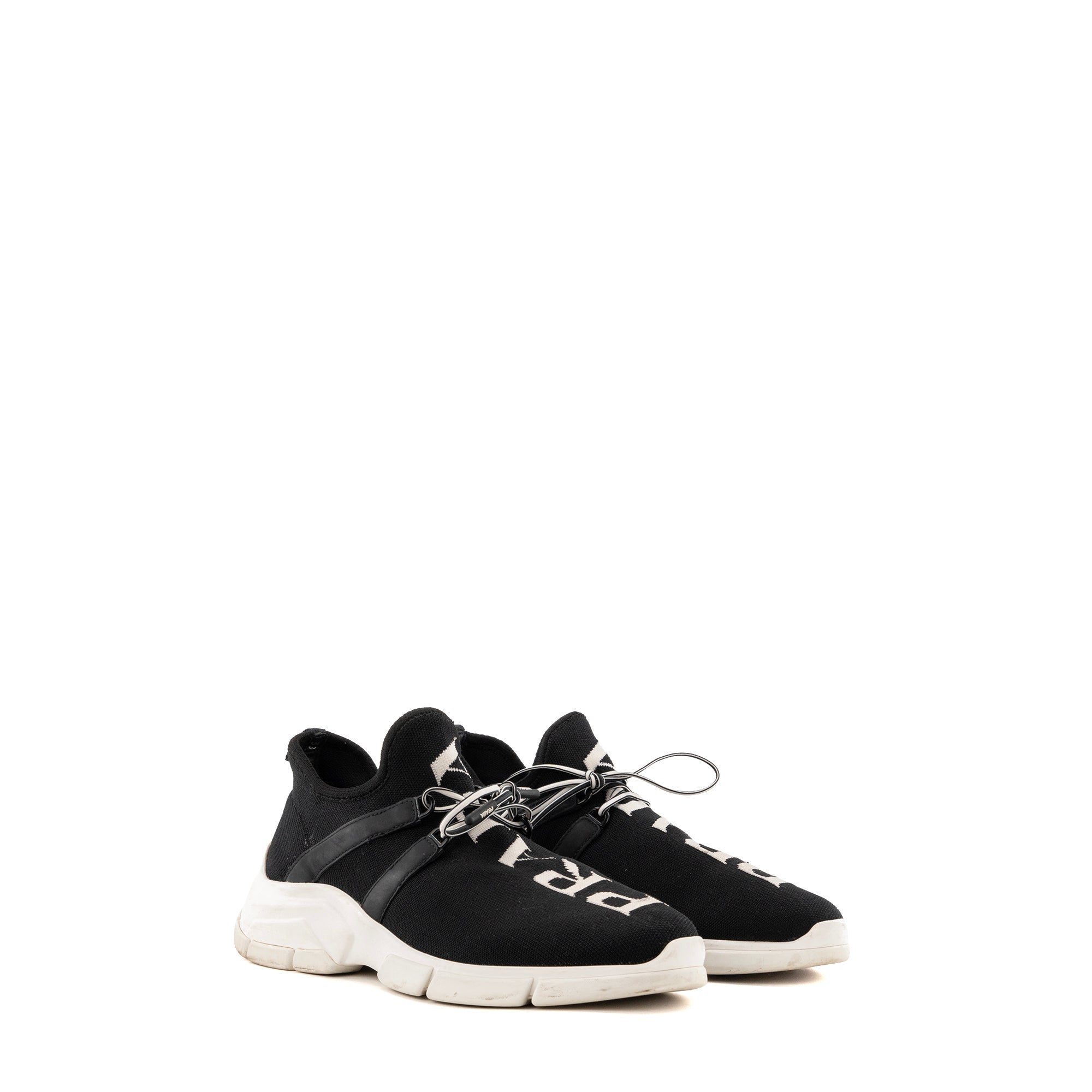 PRADA - Sneakers Calzature Prada en toile noire et blanche (T38)