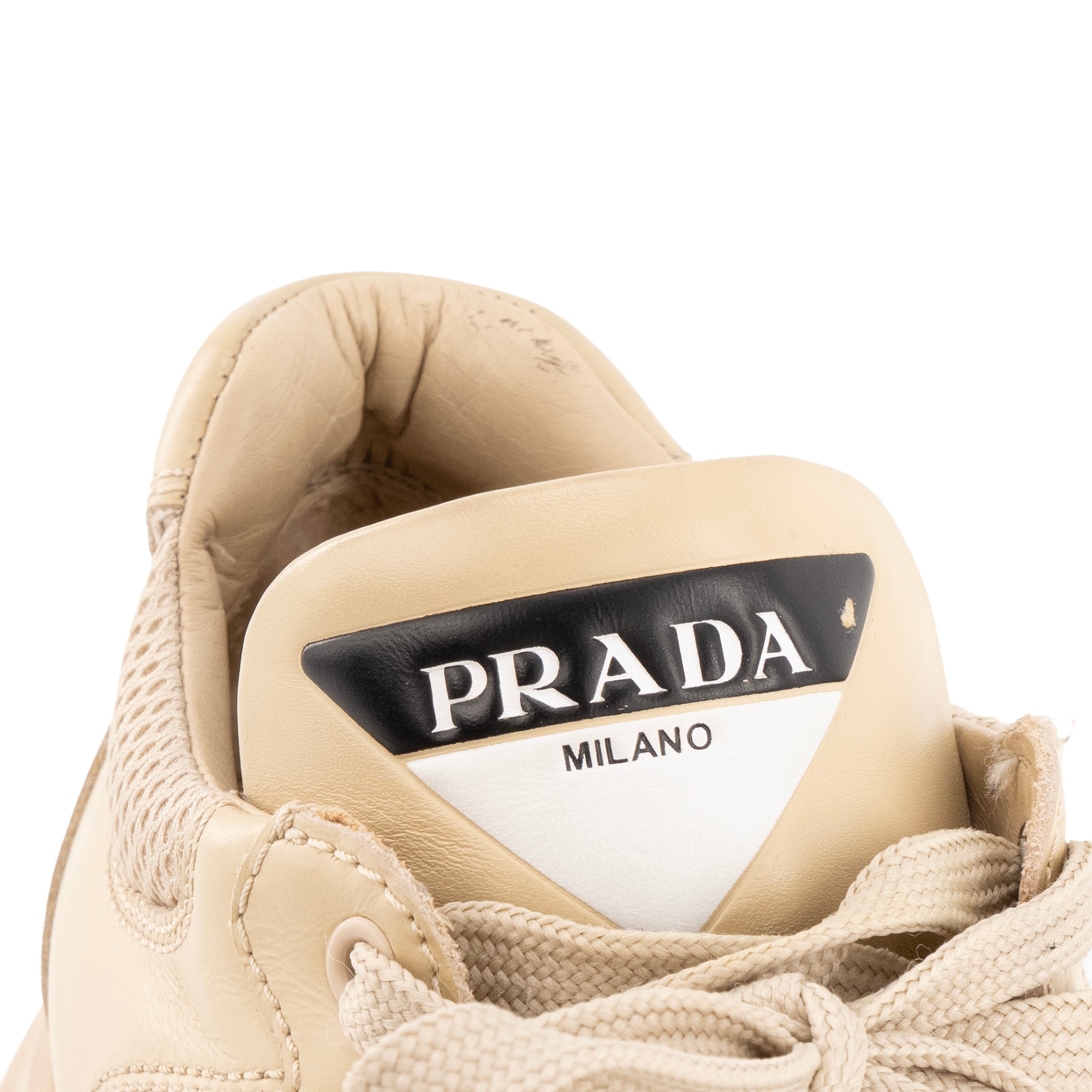 PRADA - Sneakers Centaurus Prada en cuir et toile beige (T39.5)