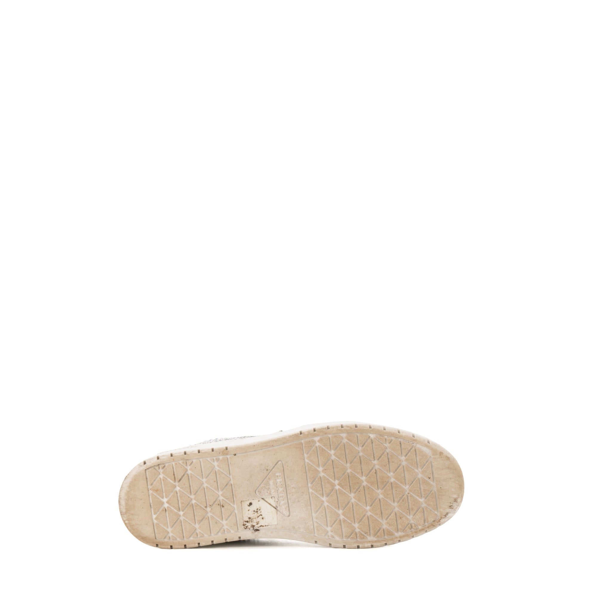 PRADA - Sneakers Downtown Prada en cuir et strass blanc (T35,5)