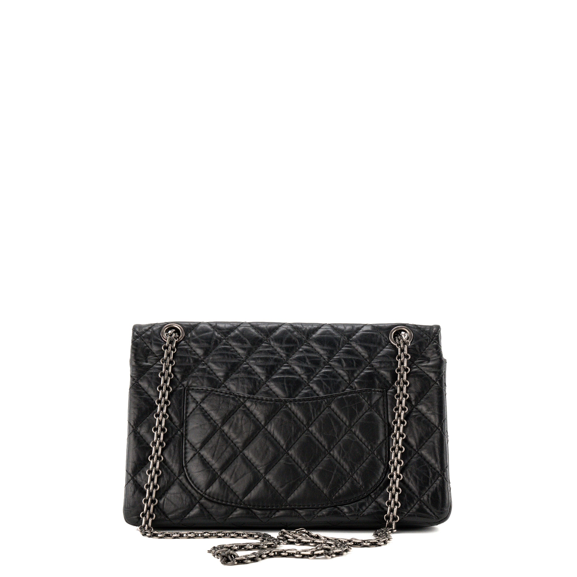 CHANEL - Sac à bandoulière 2.55 Chanel en cuir froissé noir