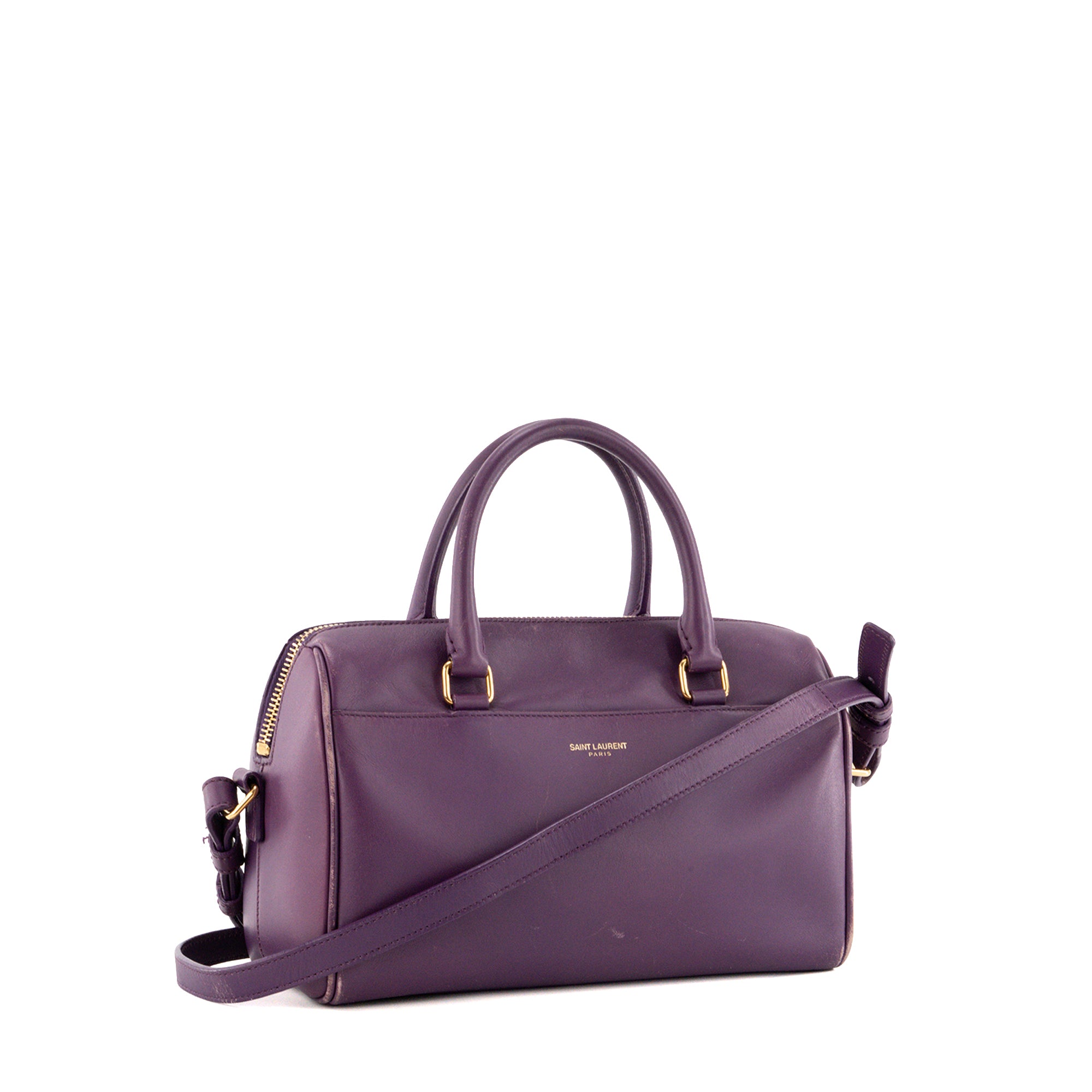 SAINT LAURENT - Sac à bandoulière Classic Baby Duffle Saint Laurent en cuir de veau lisse violet