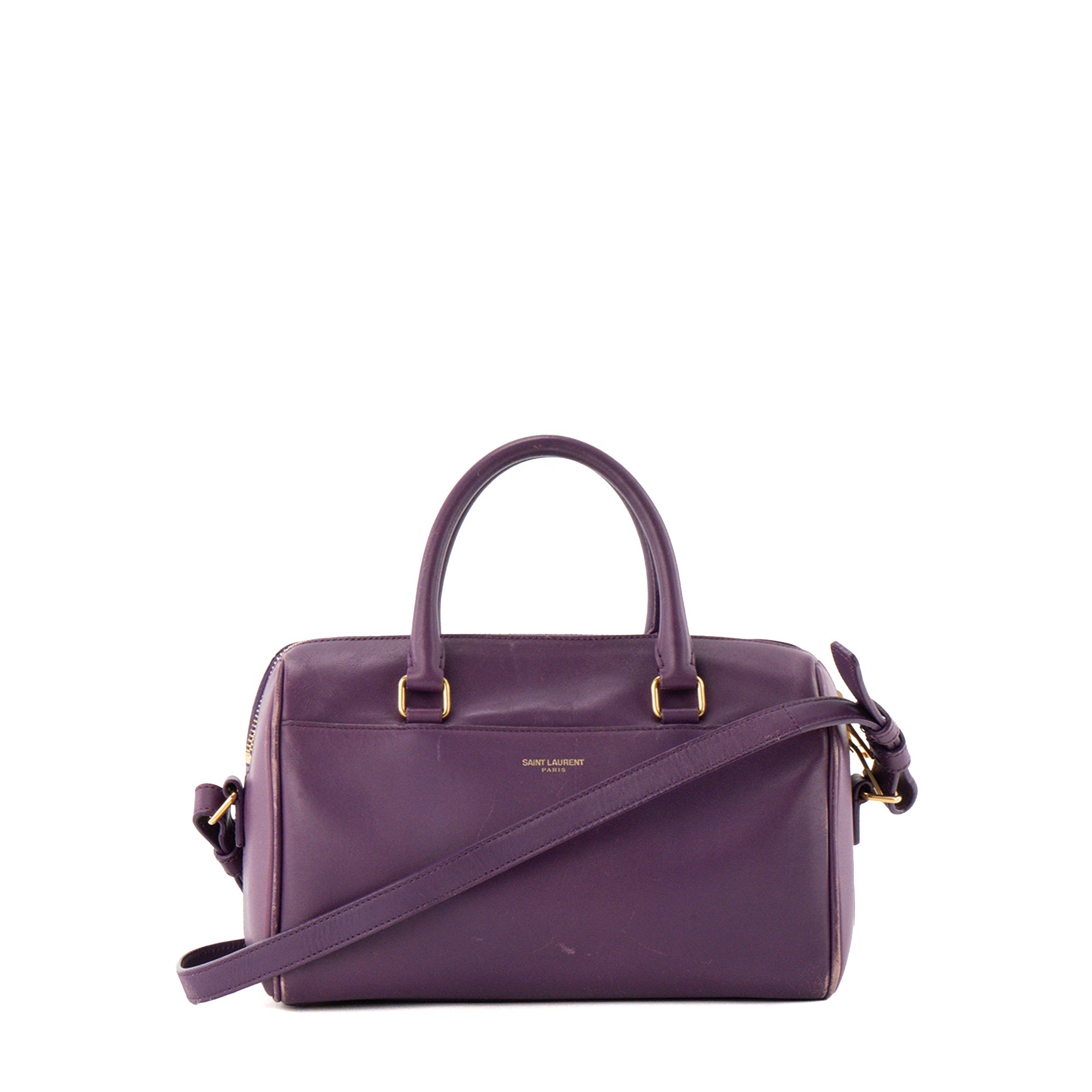 SAINT LAURENT - Sac à bandoulière Classic Baby Duffle Saint Laurent en cuir de veau lisse violet