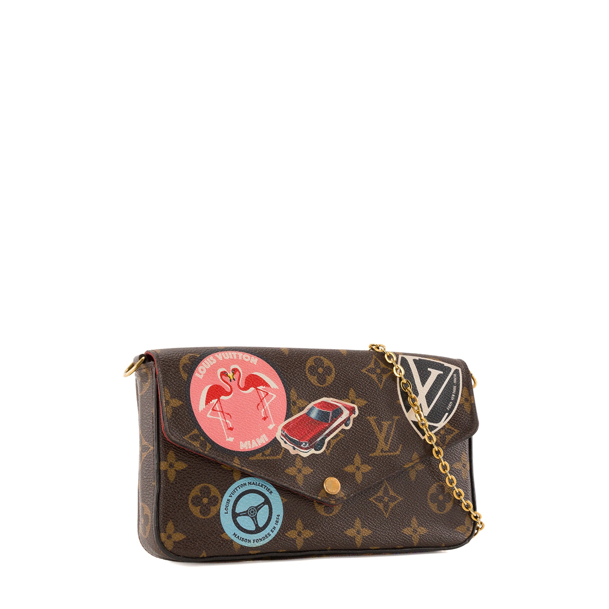 LOUIS VUITTON - Sac à bandoulière Félicie Louis Vuitton en toile enduite monogrammée édition limitée World Tour