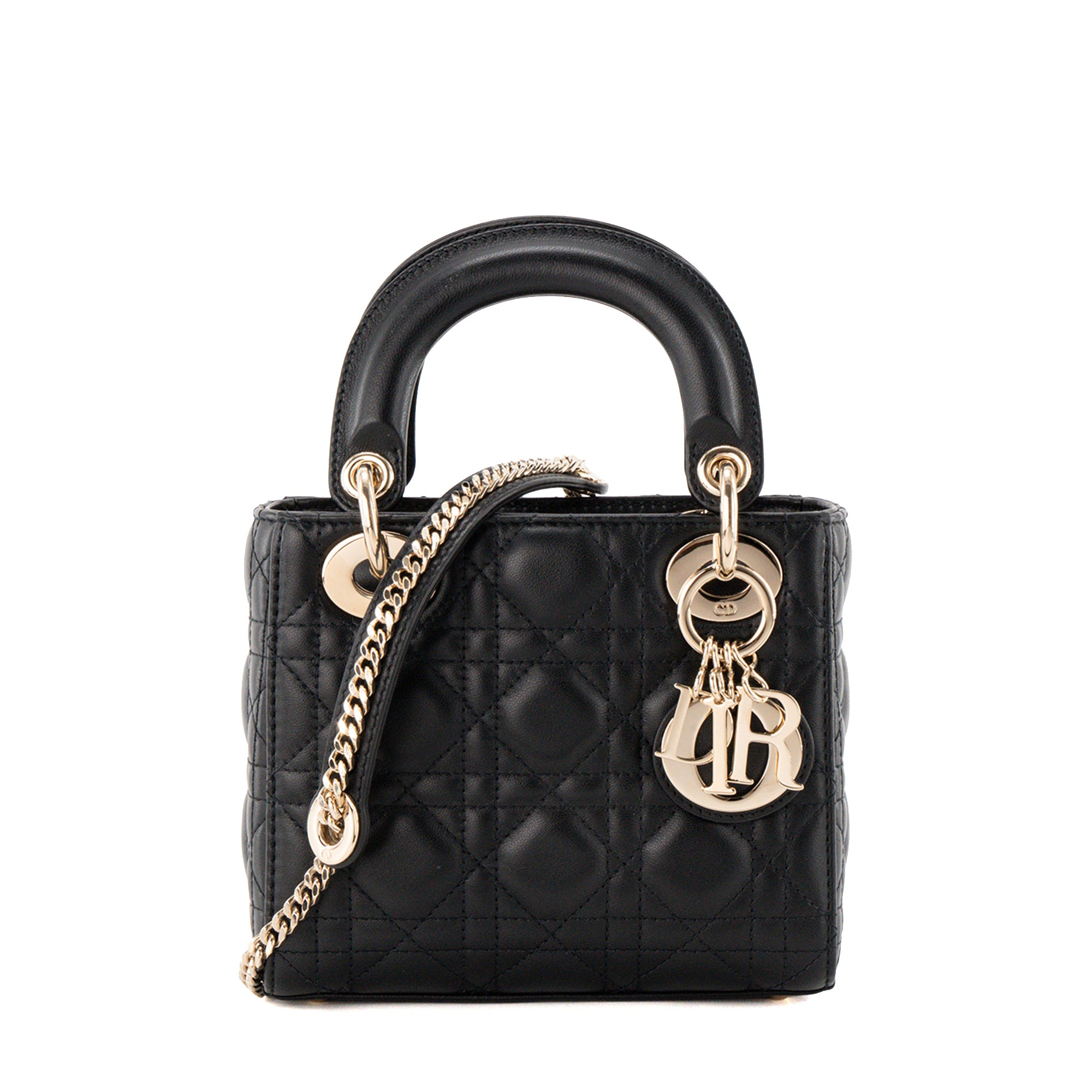 DIOR - Sac à bandoulière Lady Dior Mini en cuir cannage noir