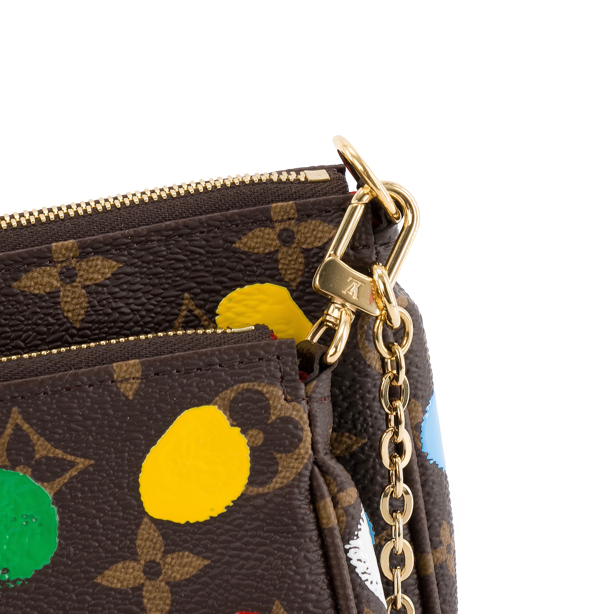 LOUIS VUITTON - Sac à bandoulière Multi Pochette Accessoires Louis Vuitton x Yayoi Kusama édition limitée en toile enduite marron