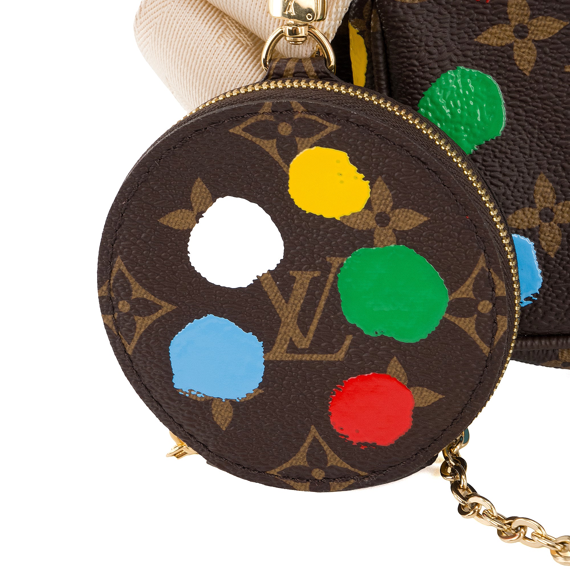LOUIS VUITTON - Sac à bandoulière Multi Pochette Accessoires Louis Vuitton x Yayoi Kusama édition limitée en toile enduite marron