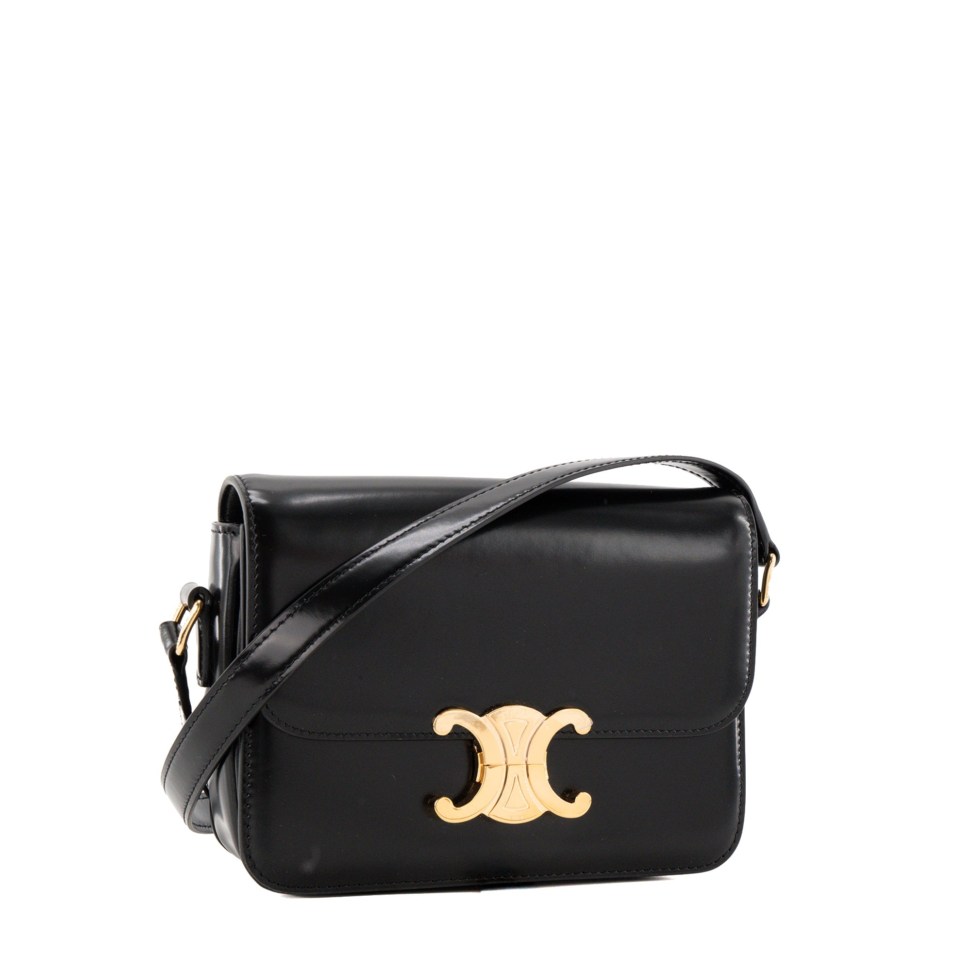CELINE - Sac à bandoulière Triomphe Teen Celine en cuir lisse noir