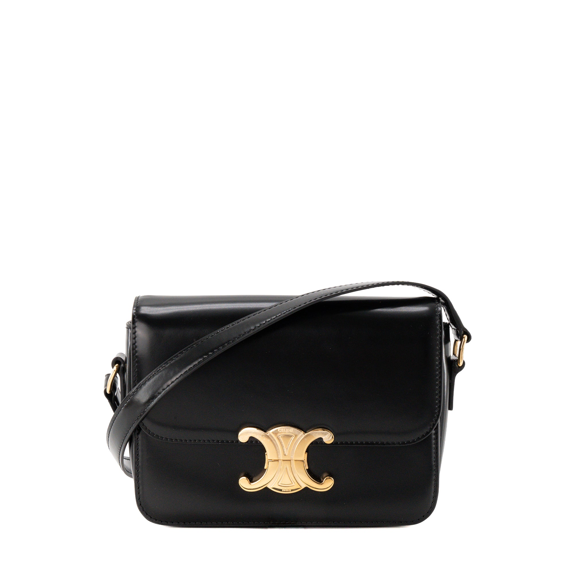 CELINE - Sac à bandoulière Triomphe Teen Celine en cuir lisse noir