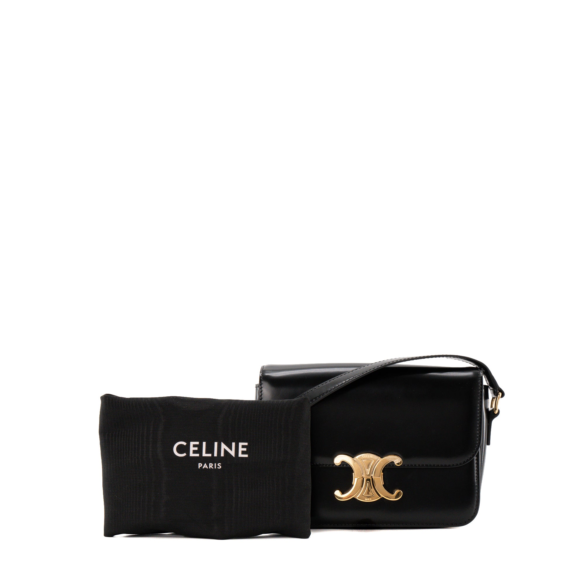 CELINE - Sac à bandoulière Triomphe Teen Celine en cuir lisse noir