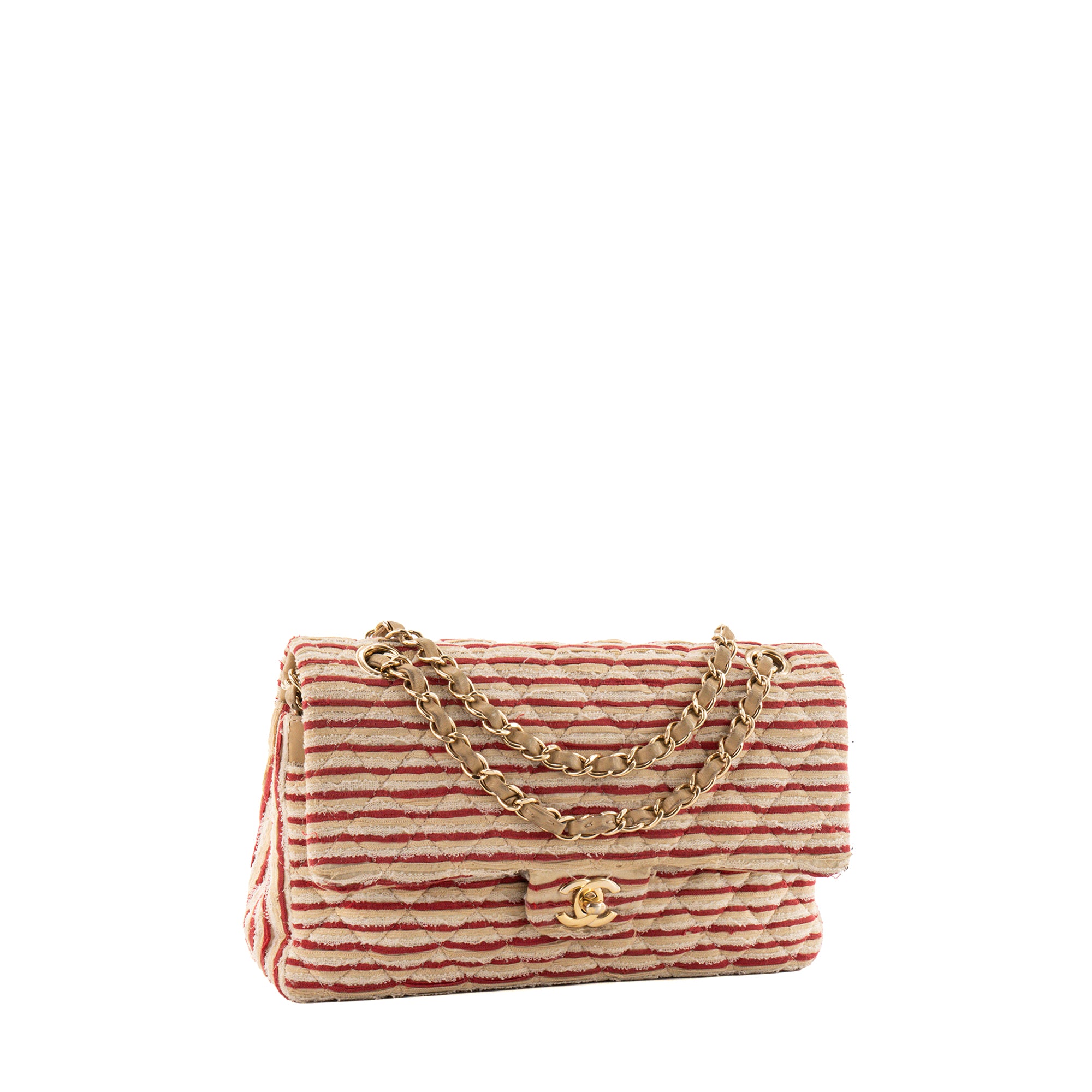 CHANEL - Sac à bandoulière Classique/Timeless Coco Sailor Chanel en toile beige et rouge édition limitée